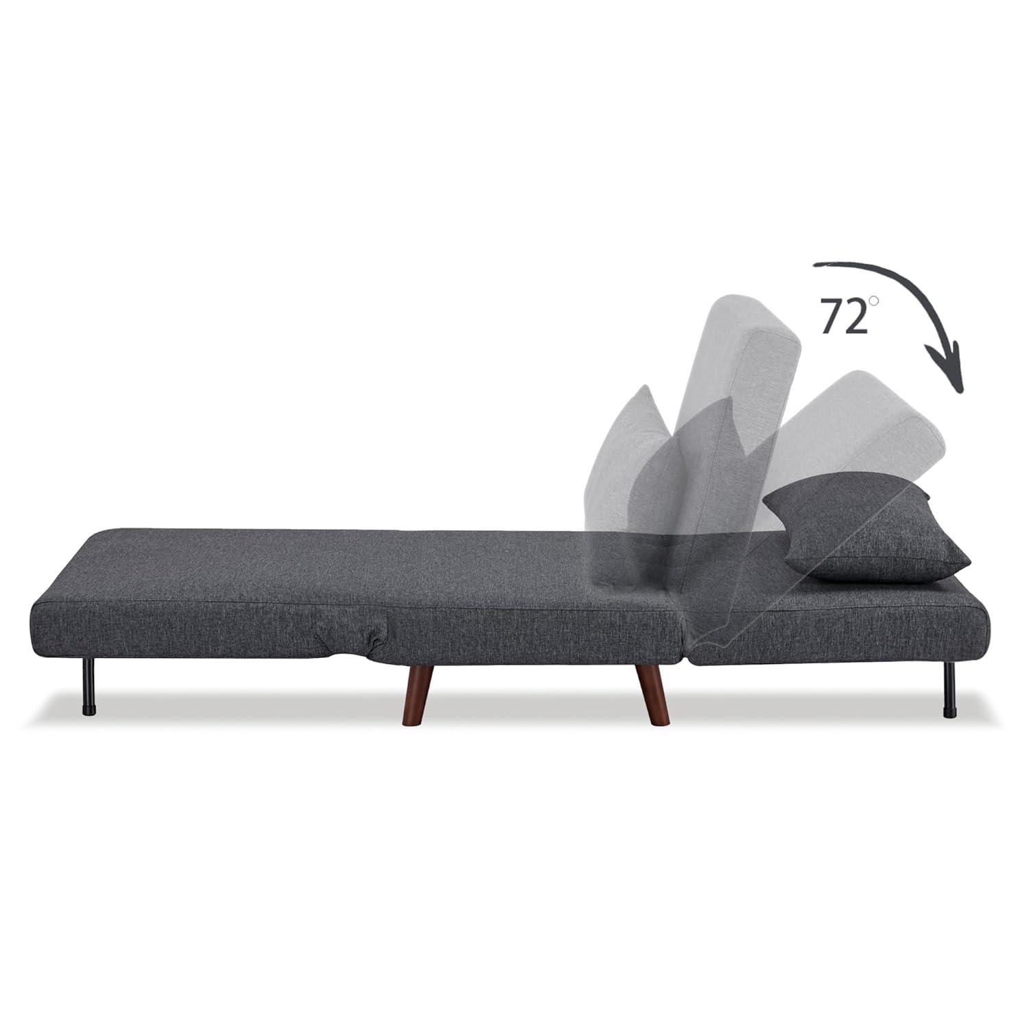 A&D Home Tustin Polyester Convertible Futon Chair, Charcoal