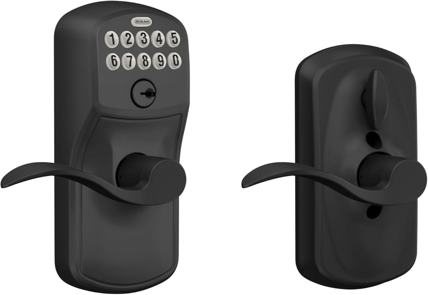 Matte Black Electronic Keypad Entry Lock with Wave Lever