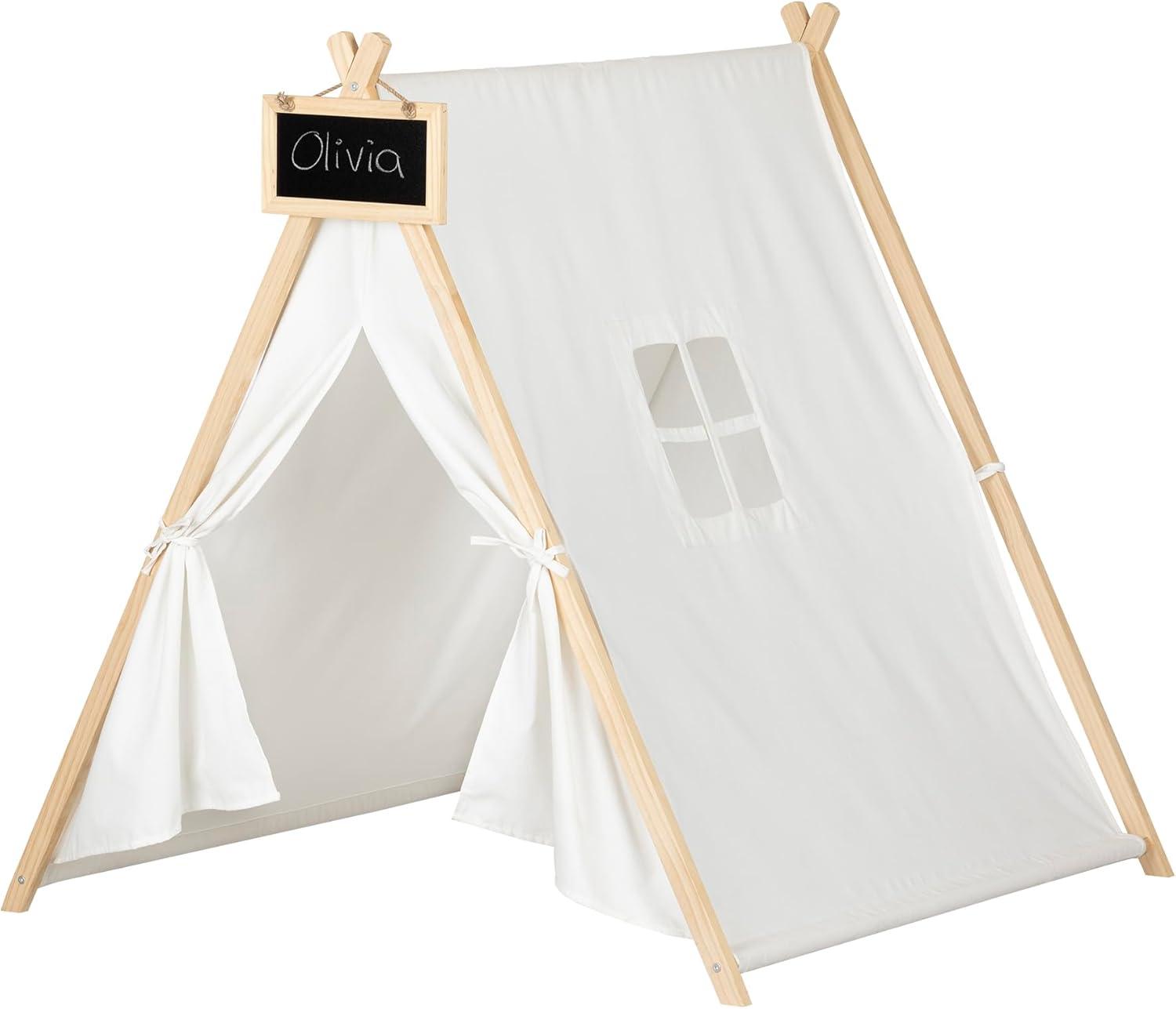 Sweedi Kids' Play Tent with Chalkboard in Organic Cotton and Pine