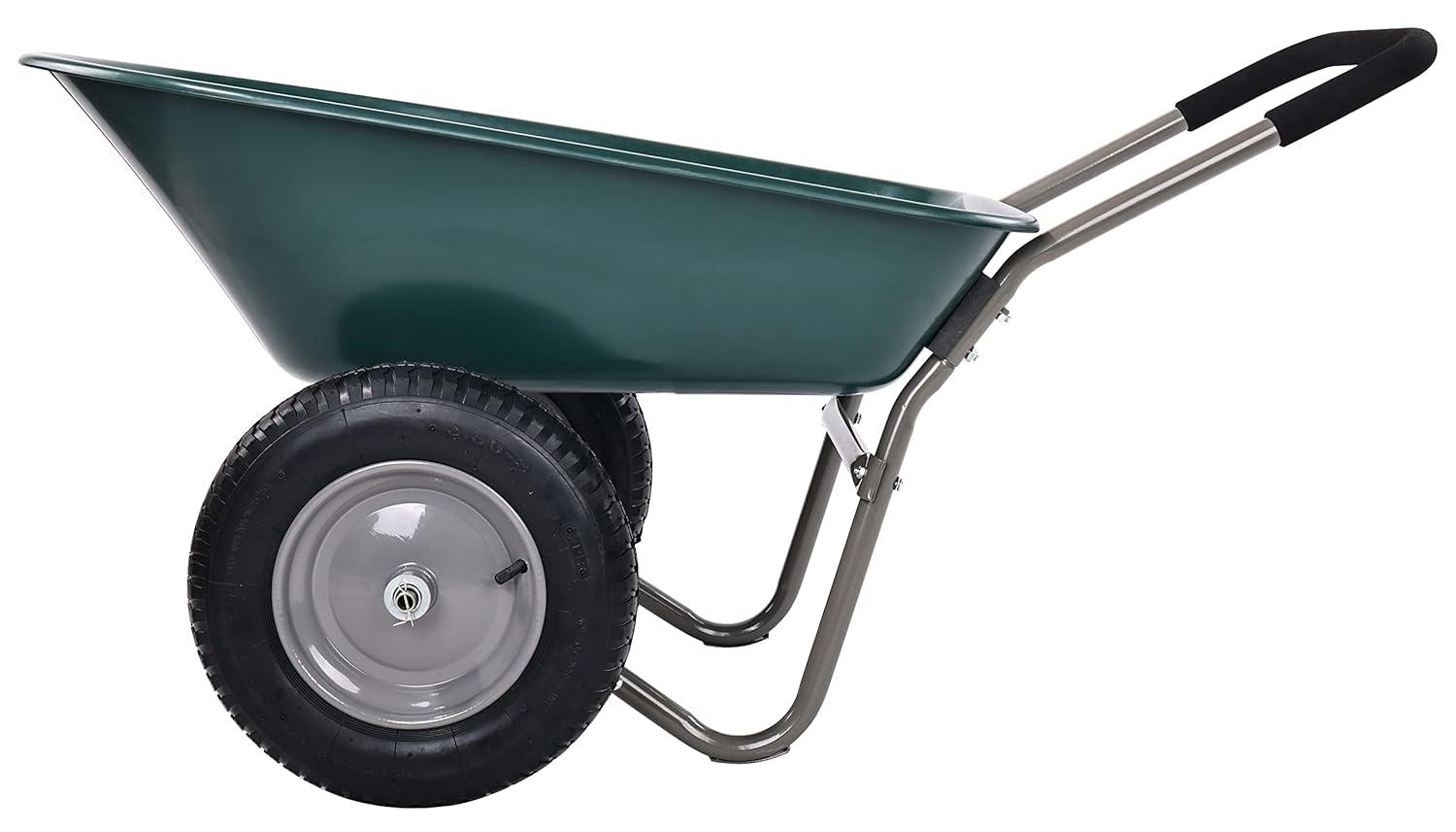 Costway 2 Tire Wheelbarrow Cart Heavy-duty Dolly Utility Cart Green