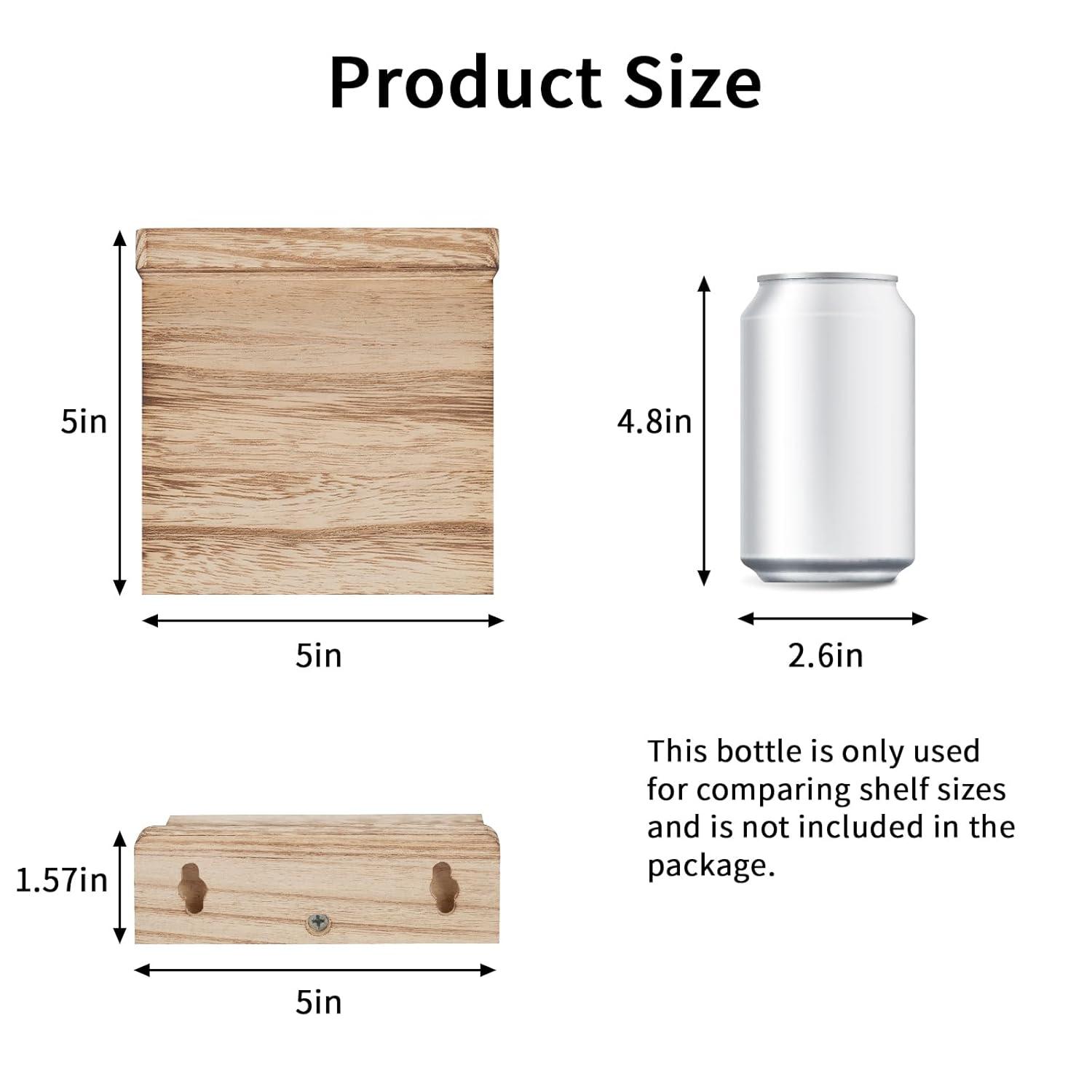 Fairy Small Floating Shelves, Wall Shelf Set of 4, Rustic Wood Small Wall Mounted Shelves, 5x5inches, Dark Carbonized Black