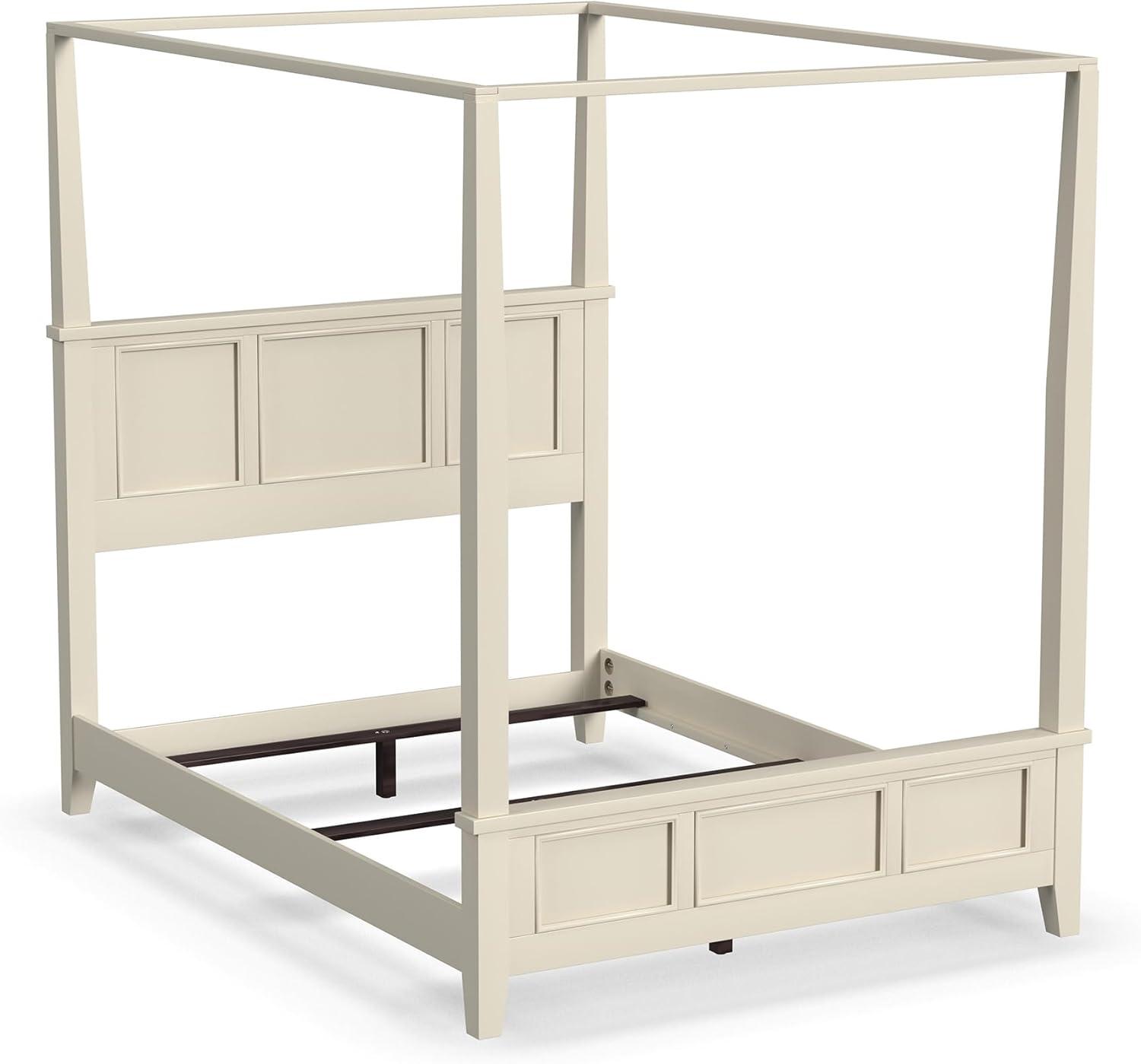 Homestyles Naples Off White Wood Queen Bed and Nightstand