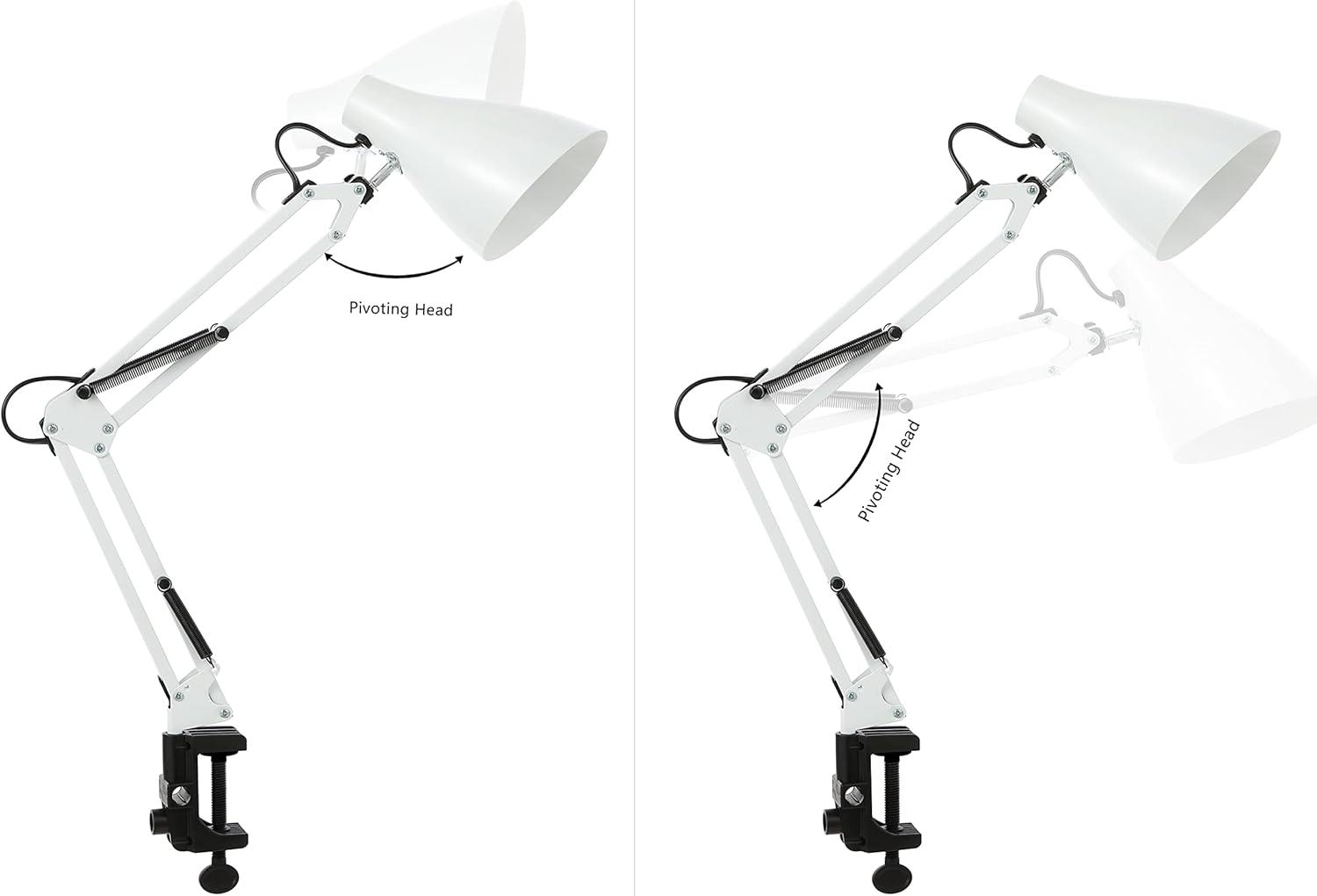 Odile 28.5" Classic Industrial Adjustable Articulated Clamp-On LED Task Lamp, White