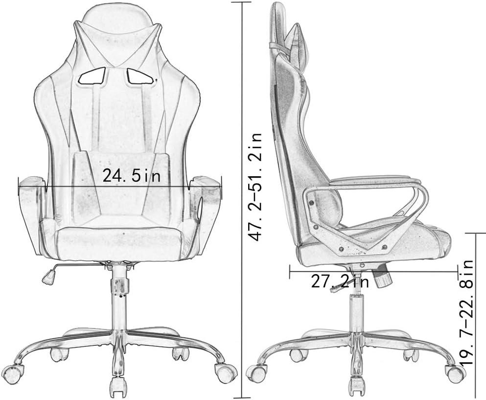 FDW Office Chair Gaming Chair Desk Chair Executive Chair with Lumbar Support Adjustable Stool Swivel Rolling Computer Chair,White