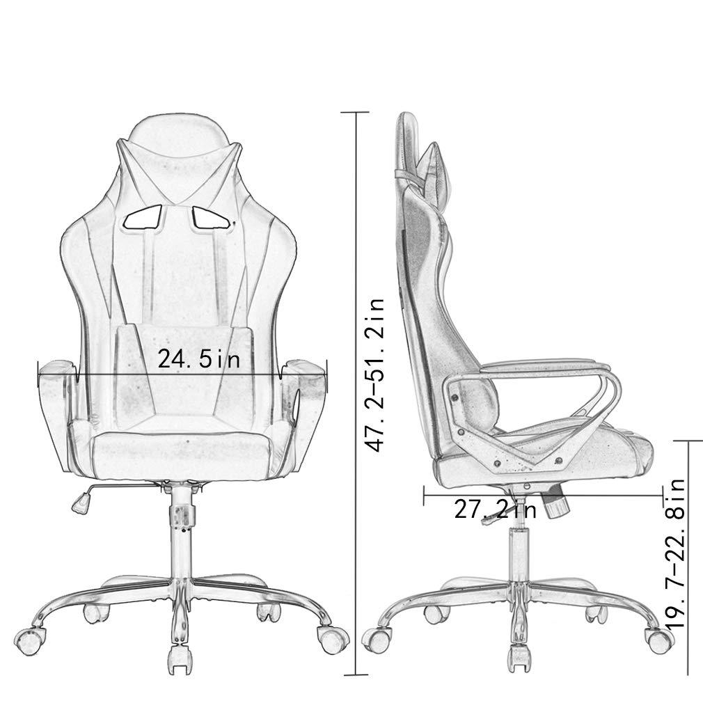 FDW Office Chair Gaming Chair Desk Chair Executive Chair with Lumbar Support Adjustable Stool Swivel Rolling Computer Chair,White