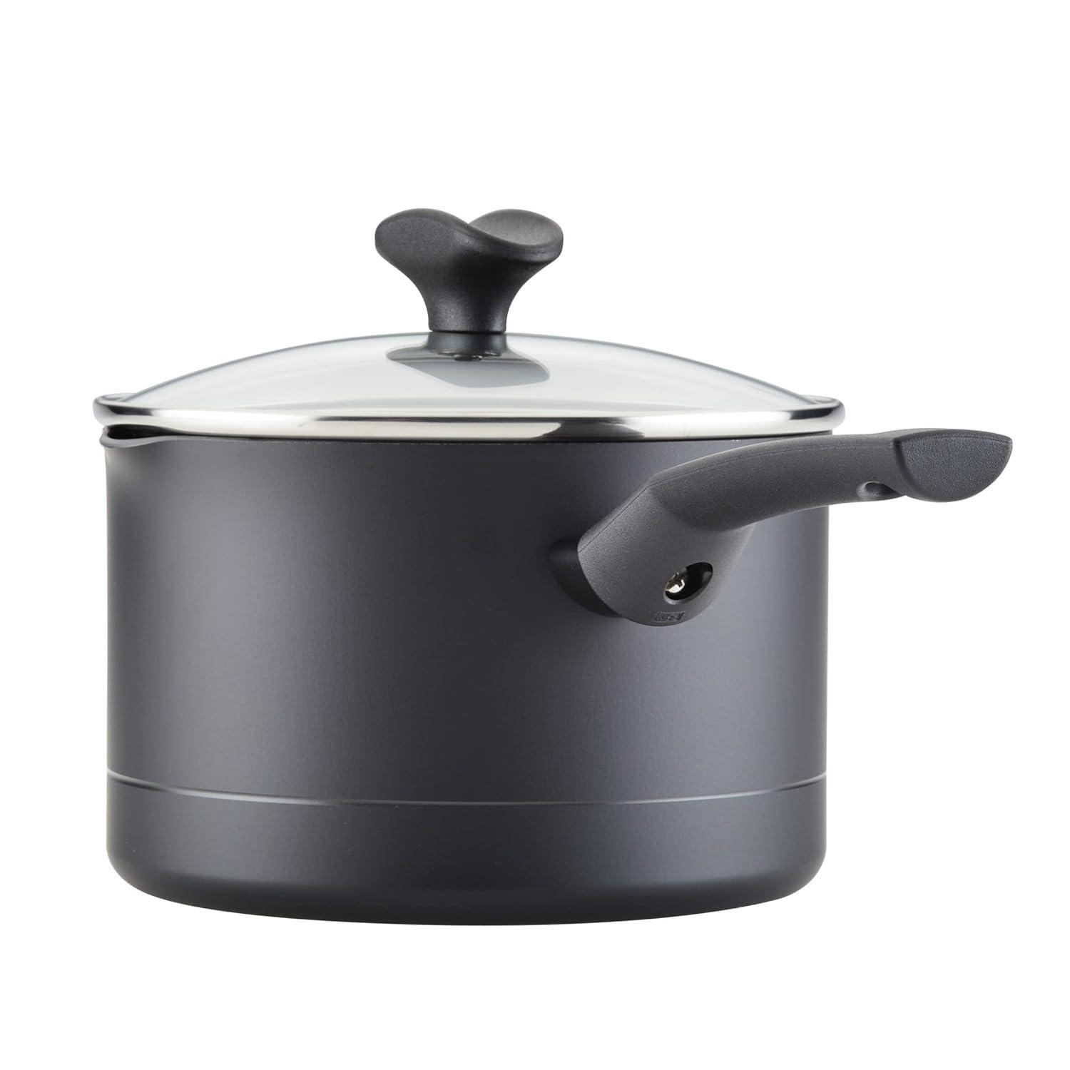 Farberware Farberware Power Base Nonstick Cookware Pots And Pan Set With Cooking Kitchen Utensils, 12 Piece, Matte Black