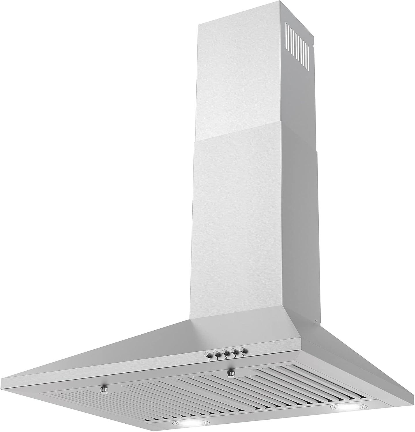 Cosmo COS-6324EWH 24 in. Ducted Wall Mount Range Hood in Stainless Steel with LED Lighting and Permanent Filters