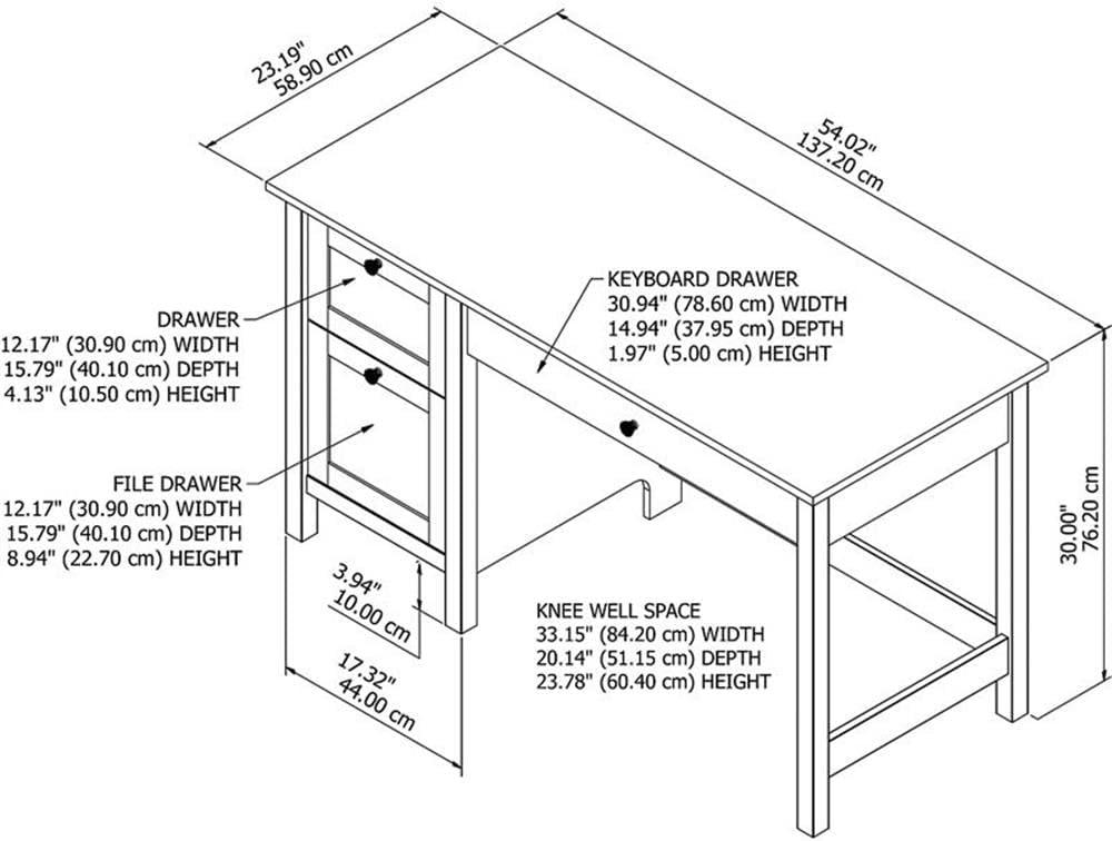 54W Mayfield Computer Desk with Drawers Shiplap Gray/Pure White - Bush Furniture: Home Office Workstation