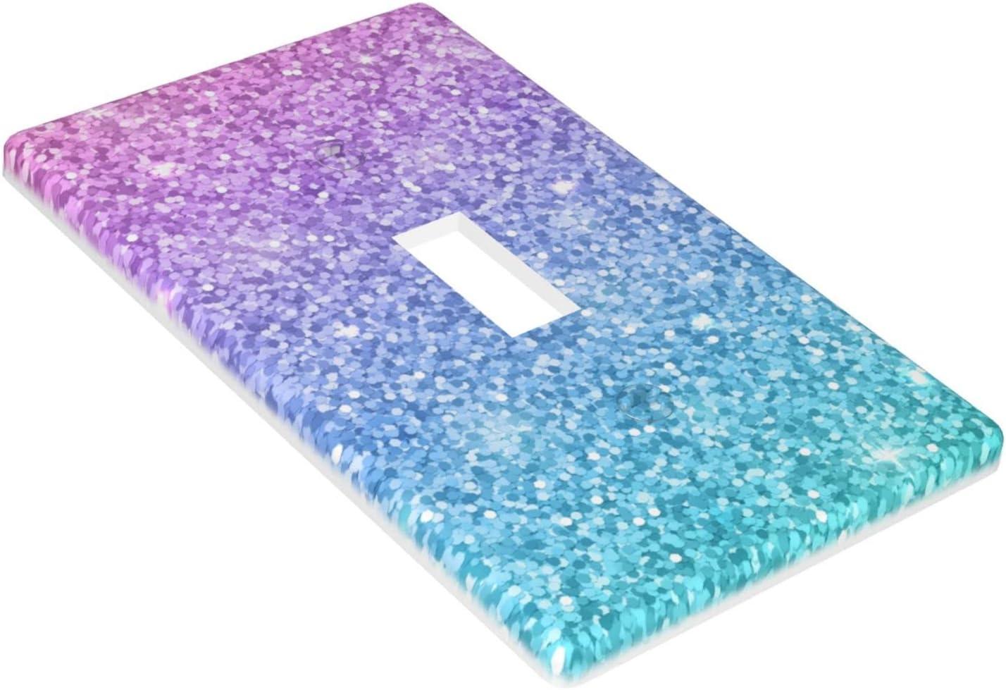 Light Switch Cover Pink Blue Glitter Wall Plates 1-Gang Single Toggle 4.5 X 2.76 Inch 1 Pack