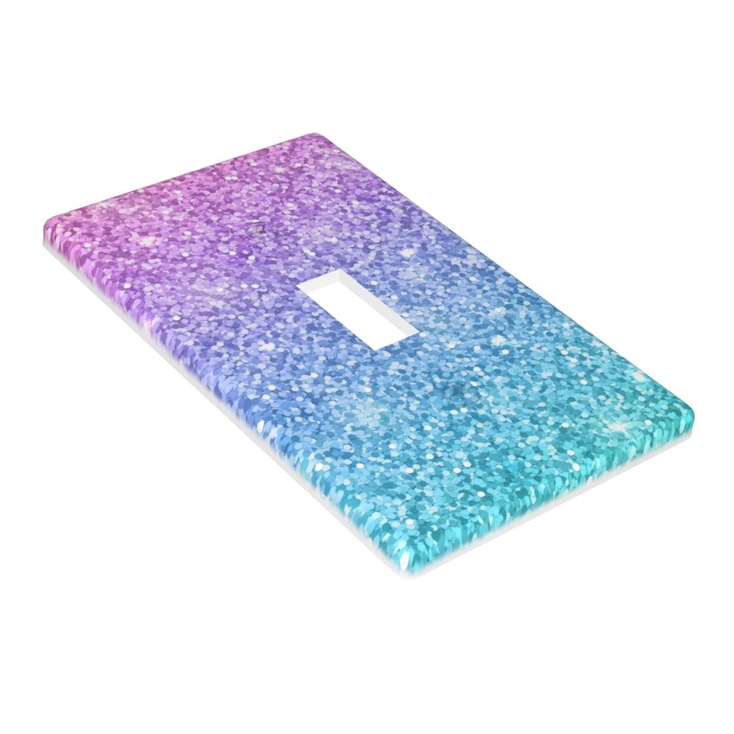 Light Switch Cover Pink Blue Glitter Wall Plates 1-Gang Single Toggle 4.5 X 2.76 Inch 1 Pack