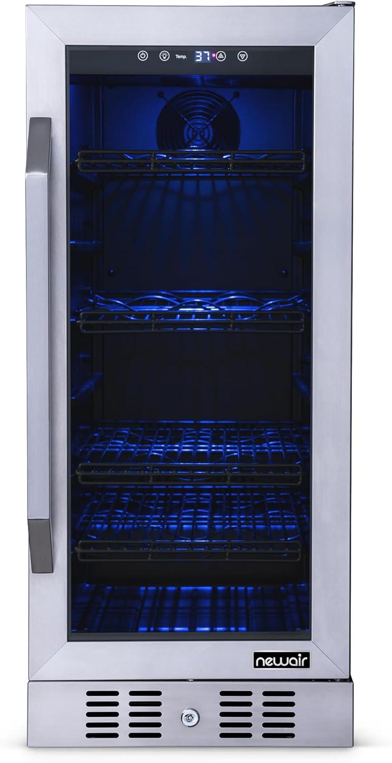 Newair 15" FlipShelf Wine and Beverage Refrigerator, Reversible Shelves Hold 80 Cans or 33 Bottles