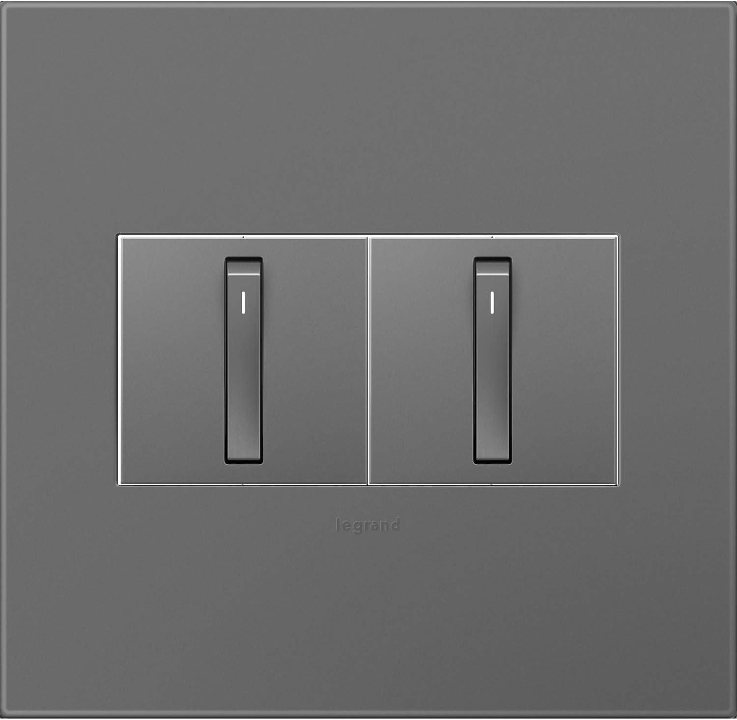 Magnesium 2-Gang Screwless Wall Plate with Metal Frame