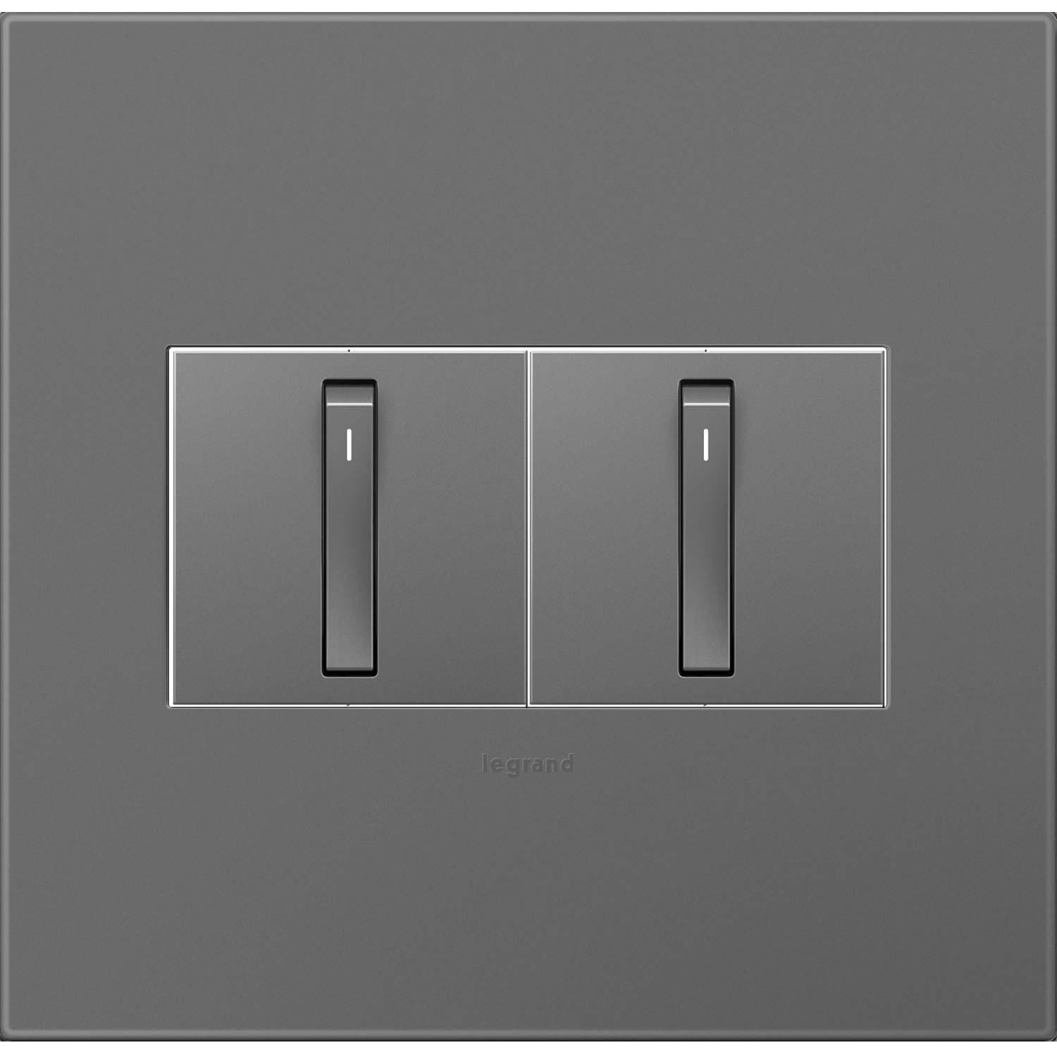 Magnesium 2-Gang Screwless Wall Plate with Metal Frame