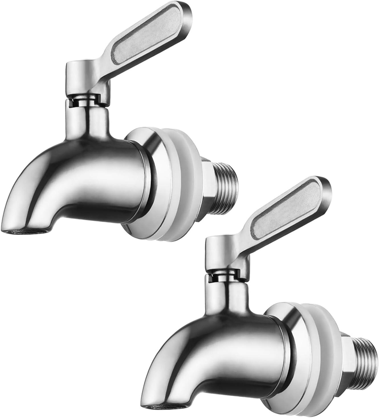 Polished Stainless Steel Beverage Dispenser Replacement Spigot Set