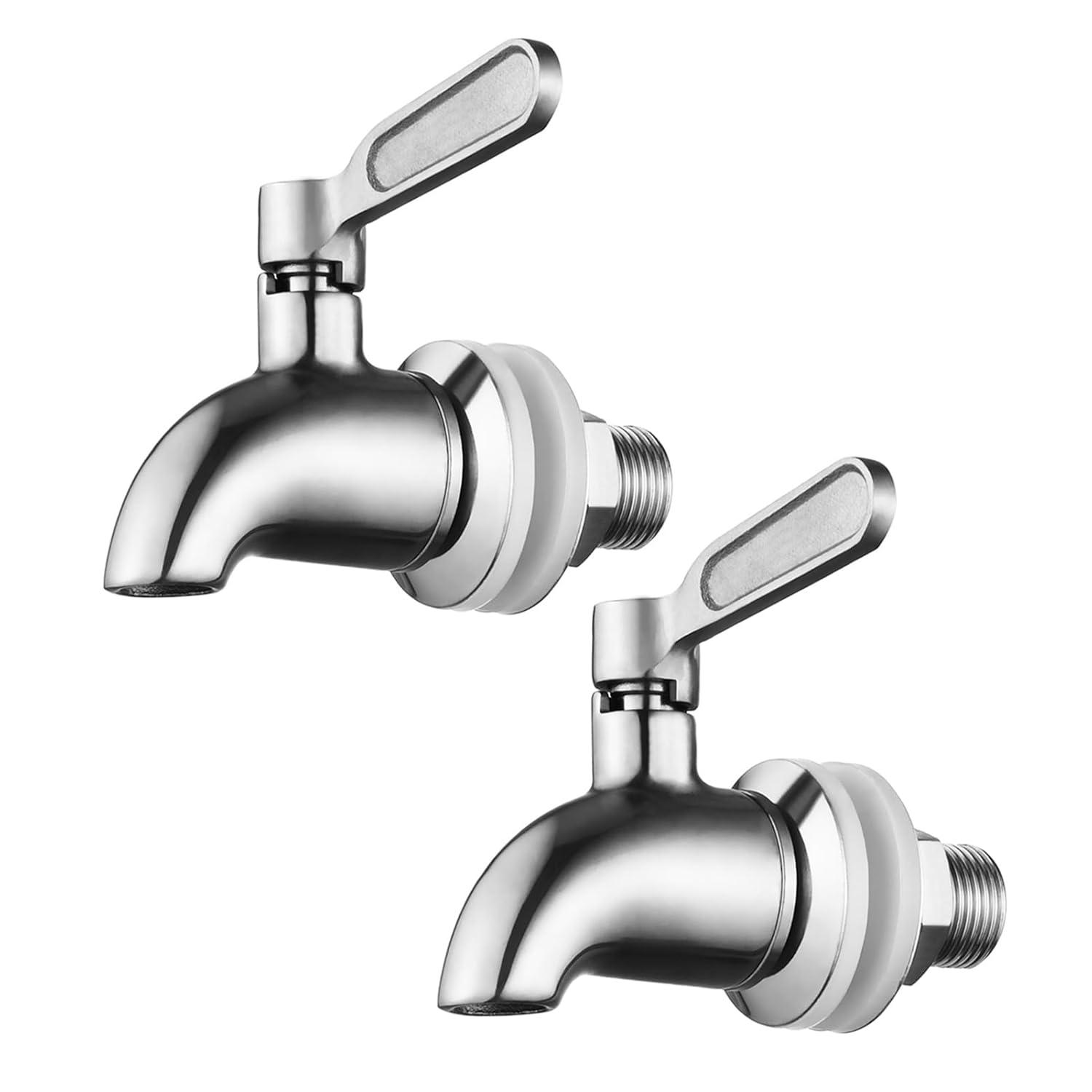 Polished Stainless Steel Beverage Dispenser Replacement Spigot Set