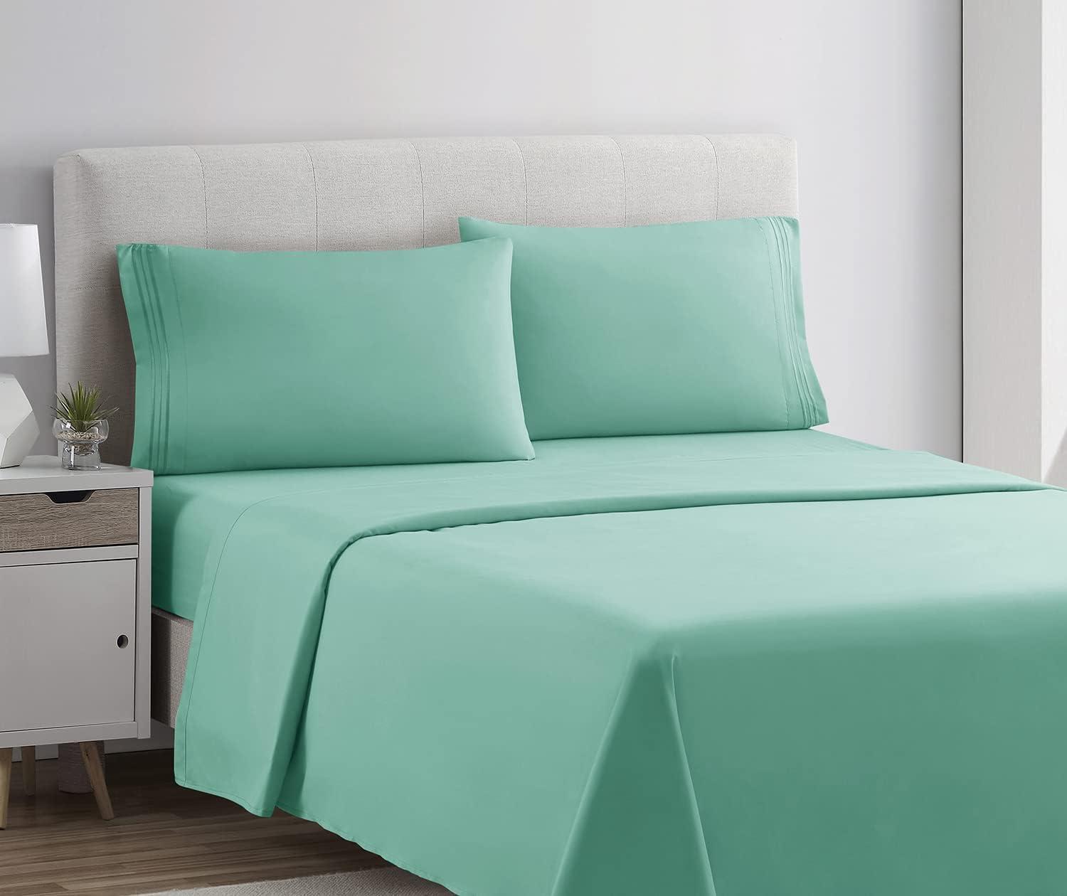 Mint Green Queen Organic Cotton Microfiber Deep Pocket Sheet Set