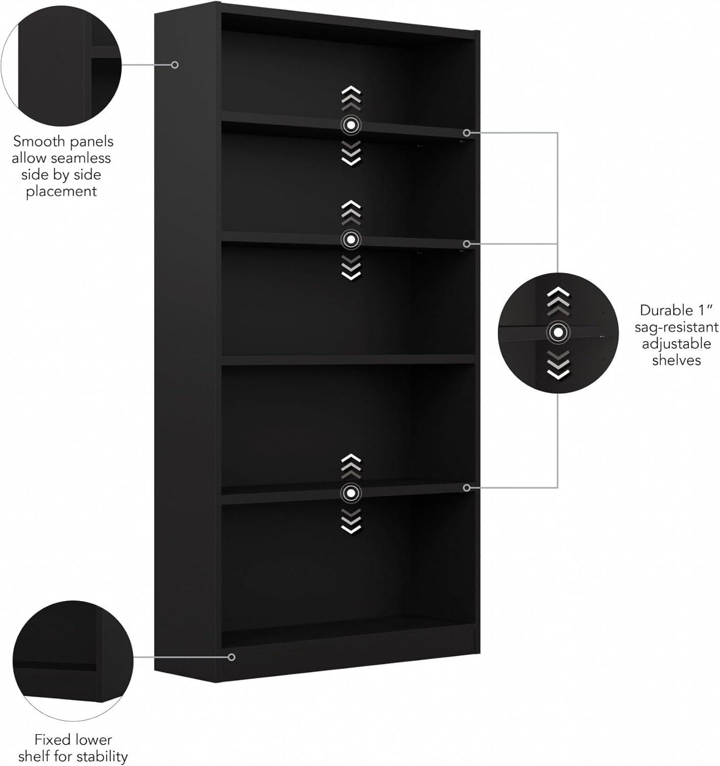 Bush Furniture Universal 5 Shelf Bookcase in Classic Black