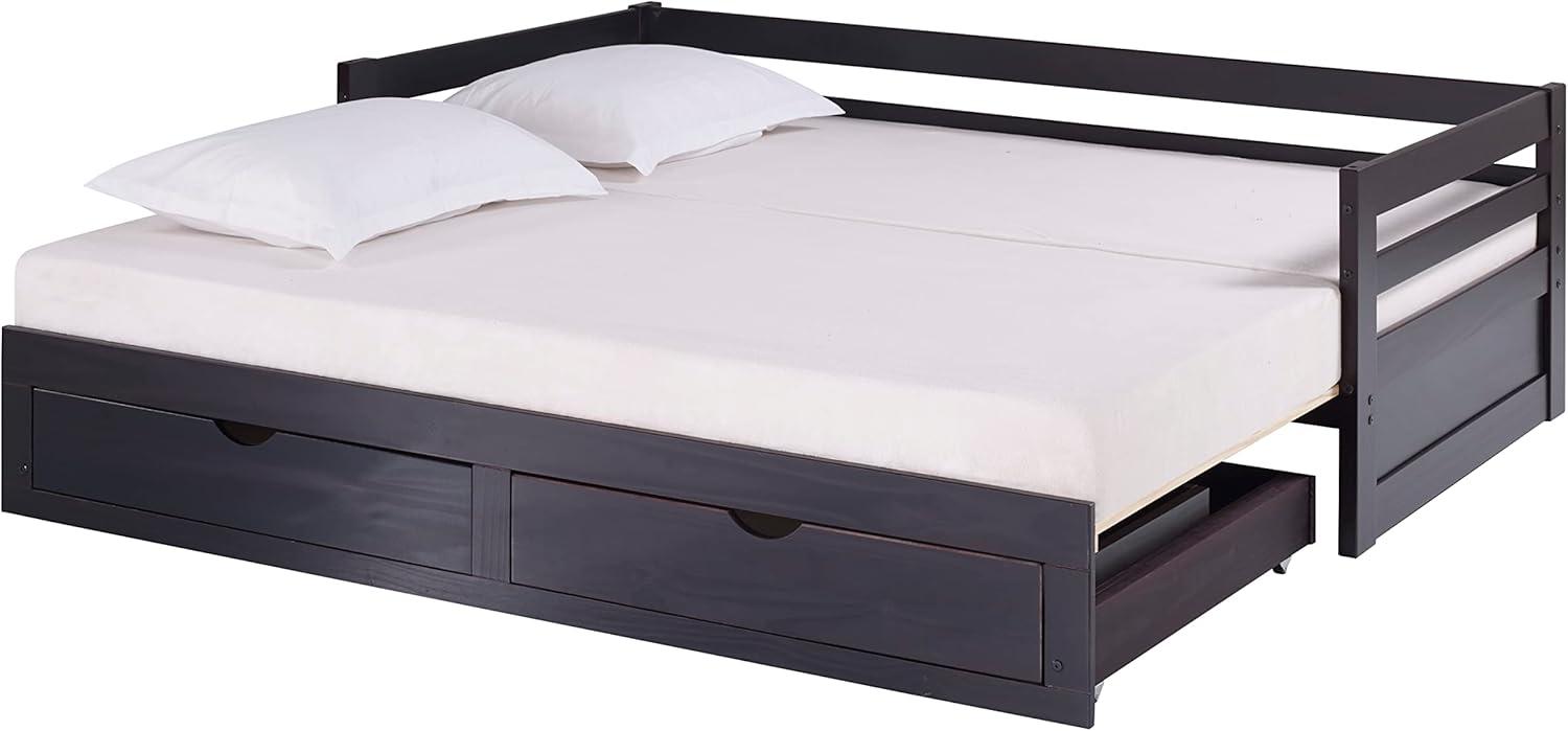 Alaterre Jasper Twin to King Extending Day Bed with Storage Drawers, Espresso