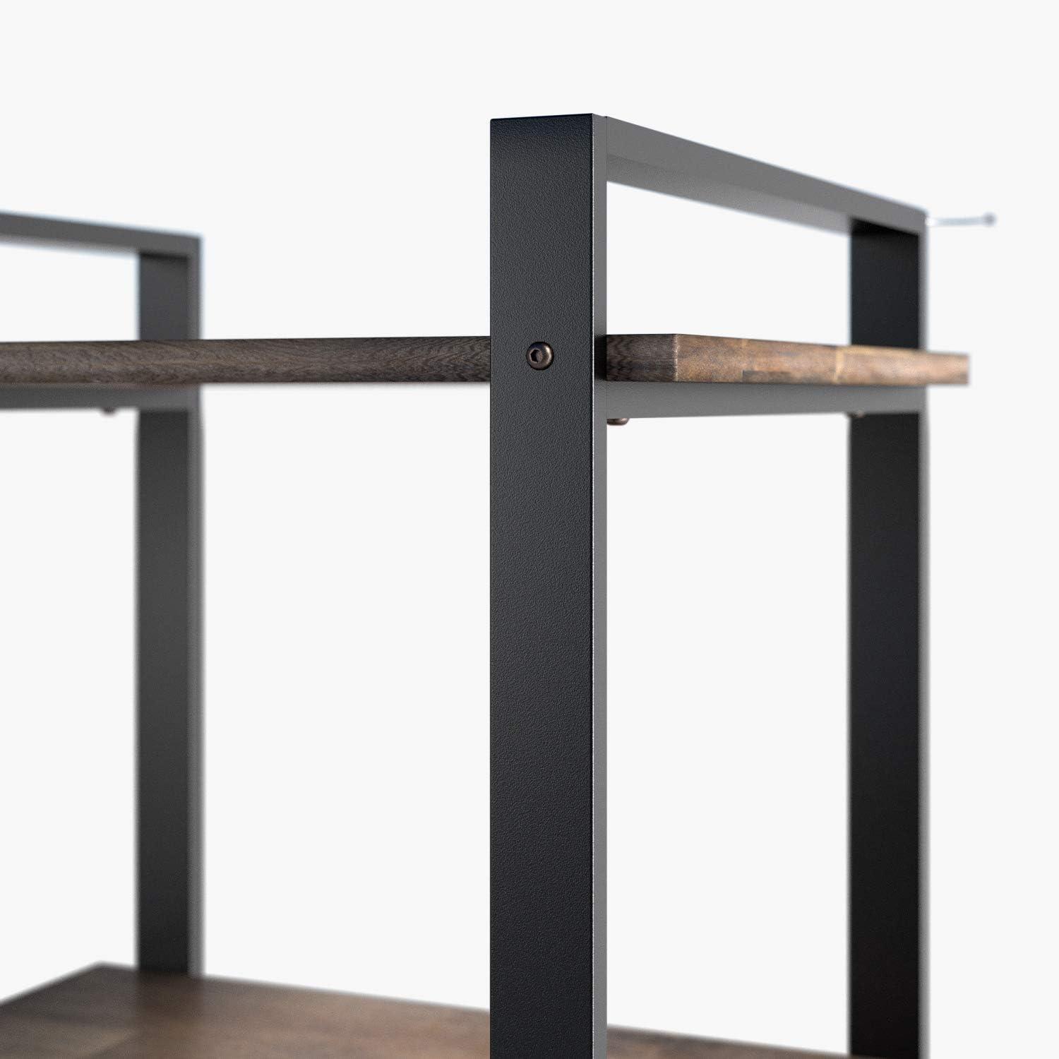 Zinus Brock 4-Shelf Etagere Bookcase with Hanging Storage, Acacia Wood and Metal Frame, Adult