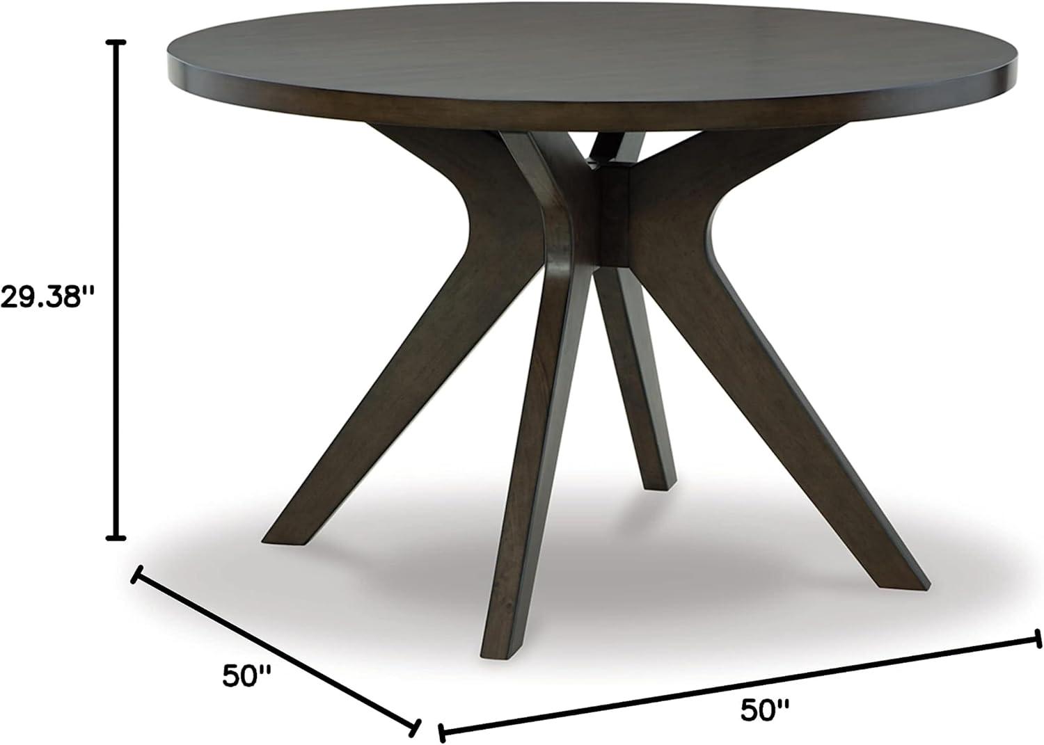 Gray Brown Round Wood Mid-century Modern Dining Table