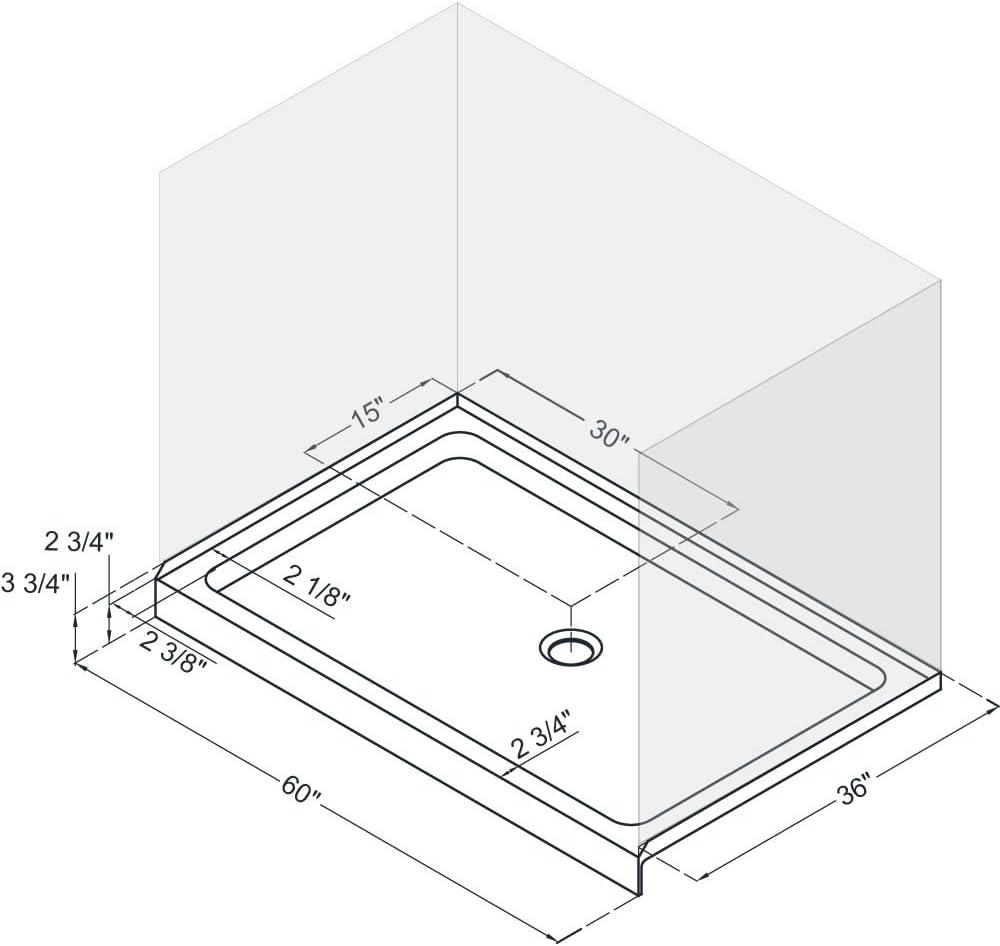 SlimLine 60" x 36" Single Threshold Shower Base