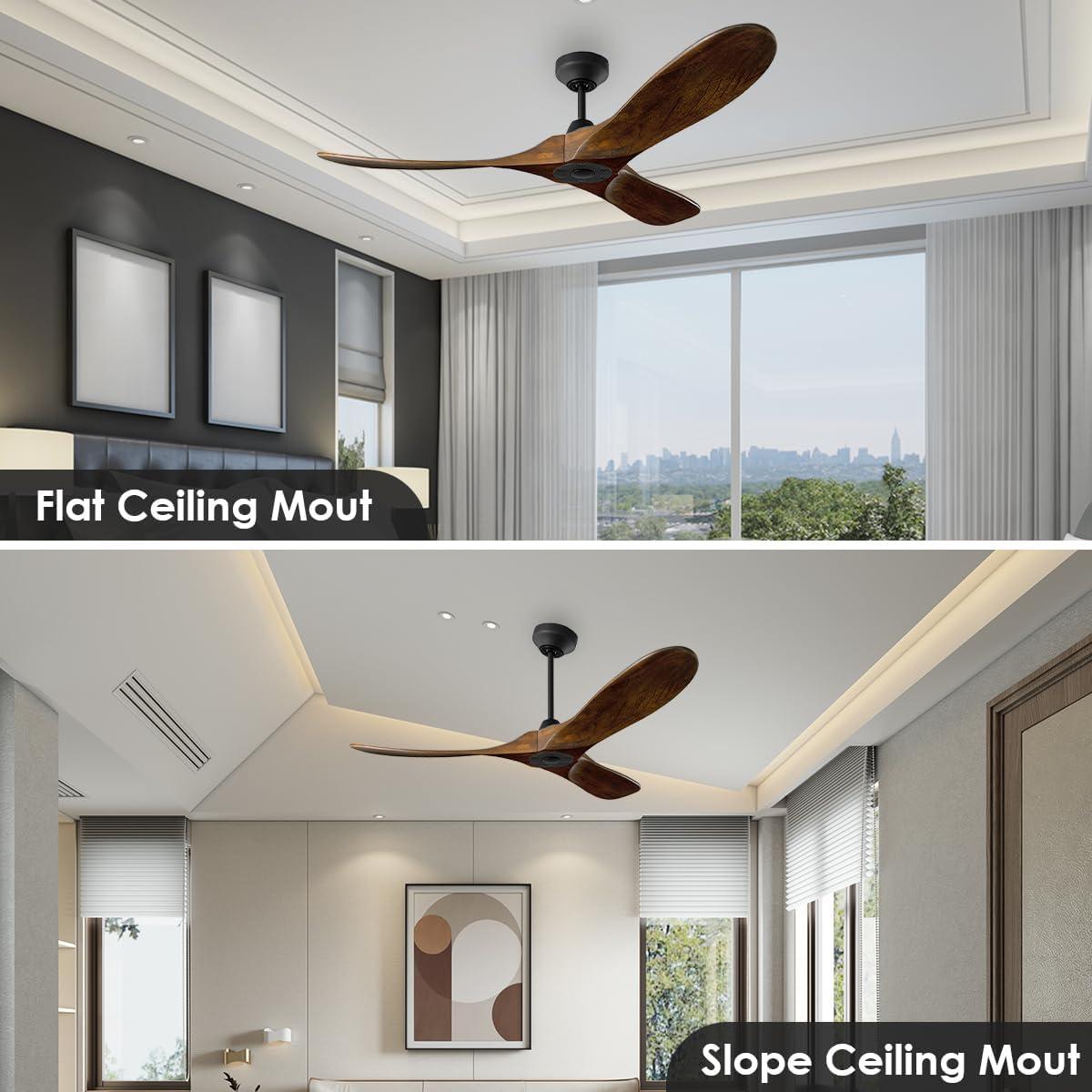 Midnight Black and Dark Walnut 60-Inch Smart Ceiling Fan