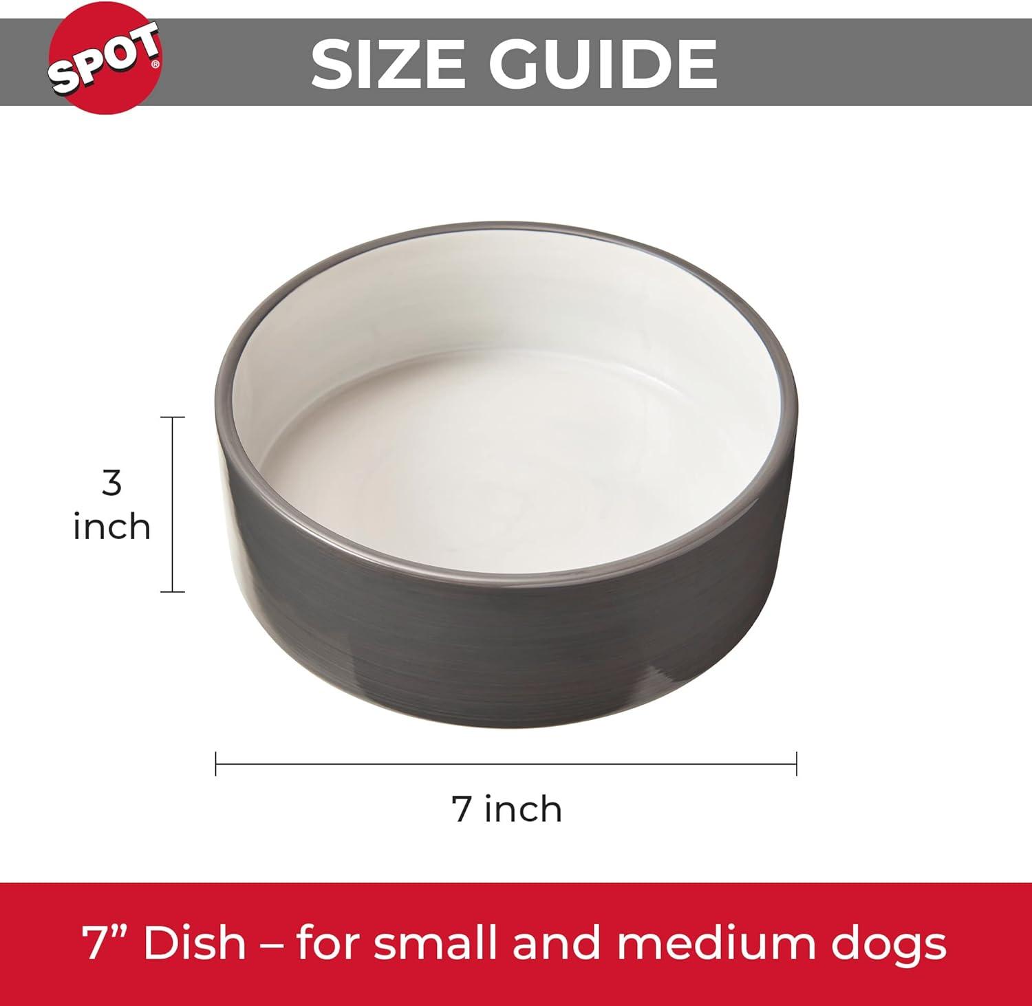 Gray and White Ceramic 7" Pet Food and Water Bowl