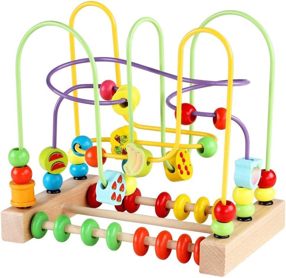 Wooden Toys for Toddlers - Bead Maze Toy with Colorful Animals, Fruits & Shapes | Educational Gift Package for Challenging Kids Mind | Enhance Manipulative Ability & Creativity | Ideal Birthday & East