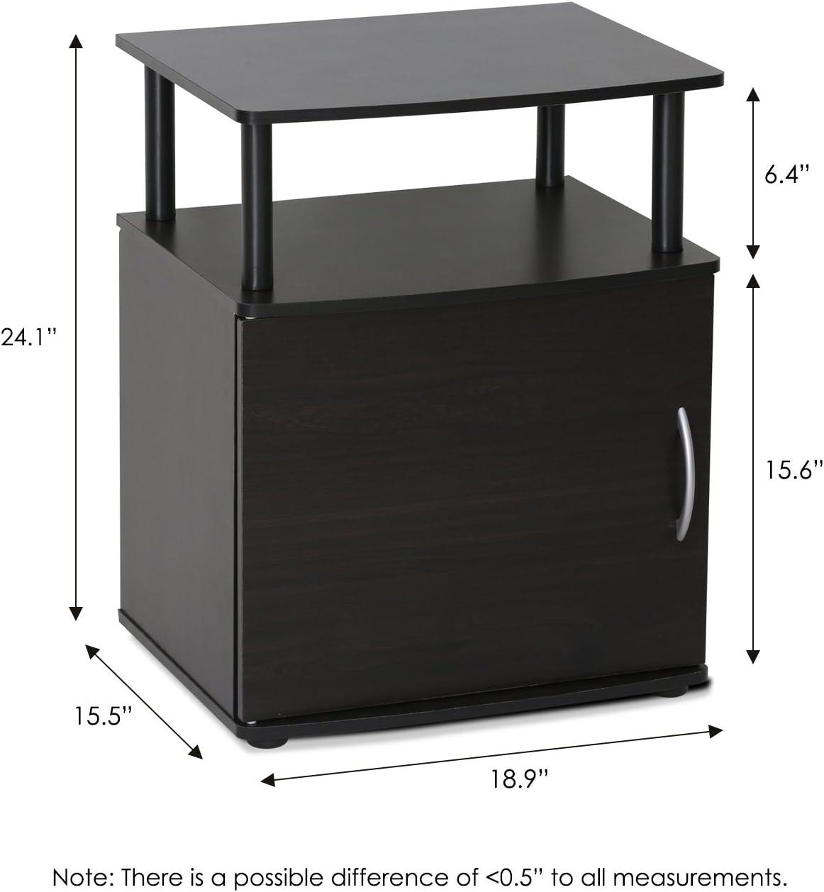 Furinno Set of 2 Modern Utility End Table Space-Saving Bedside Table Nightstand W/1 Storage Cabinet&Open Storage Shelf,Black