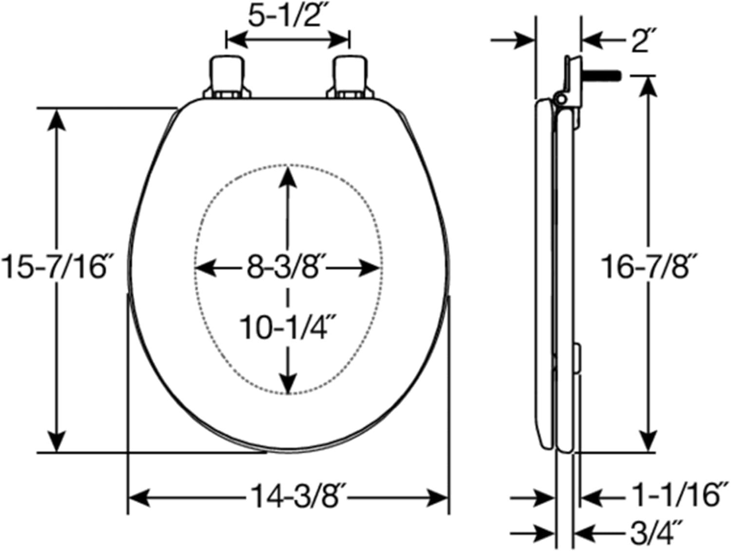 Cameron 41EC Wood Toilet Seat, Never Loosens and Easily Removes for Cleaning, ROUND