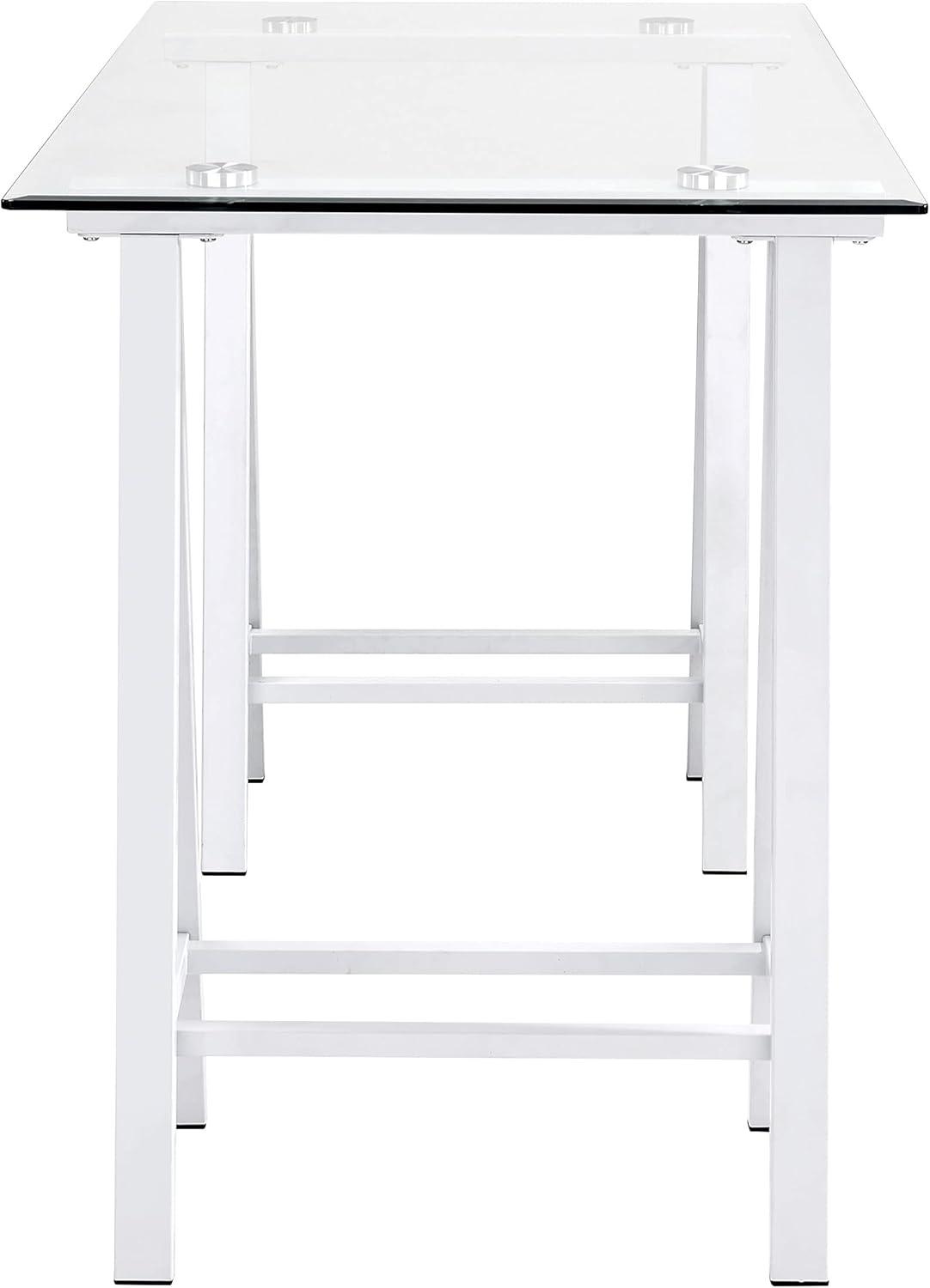 Middleton Writing Desk with Clear Glass Top and White Base