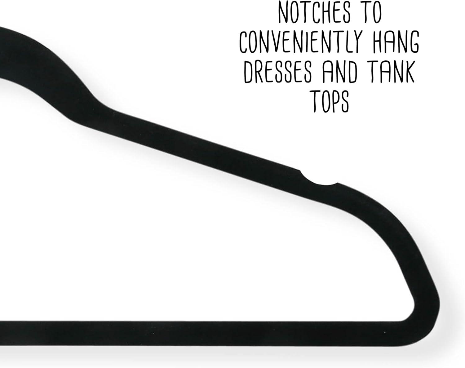 Honey-Can-Do Non-Slip Velvet Adult Clothes Hanger, Black, 50 Pack