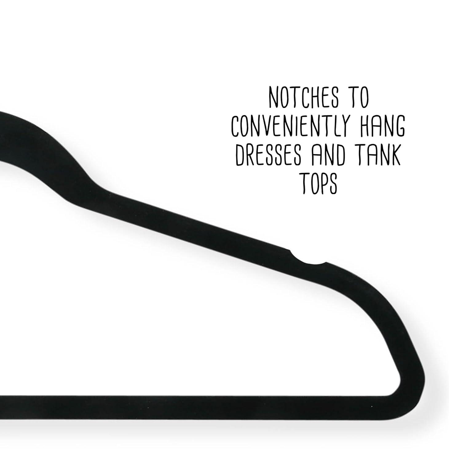 Honey-Can-Do Non-Slip Velvet Adult Clothes Hanger, Black, 50 Pack