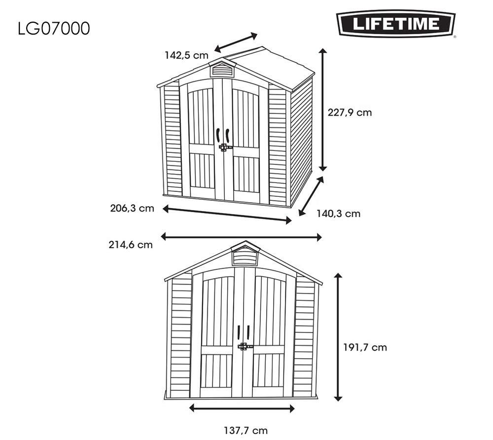Lifetime Lifetime 7 Ft. x 4.5 Ft. High-Density Polyethylene (Plastic) Outdoor Storage Shed with Steel-Reinforced Construction