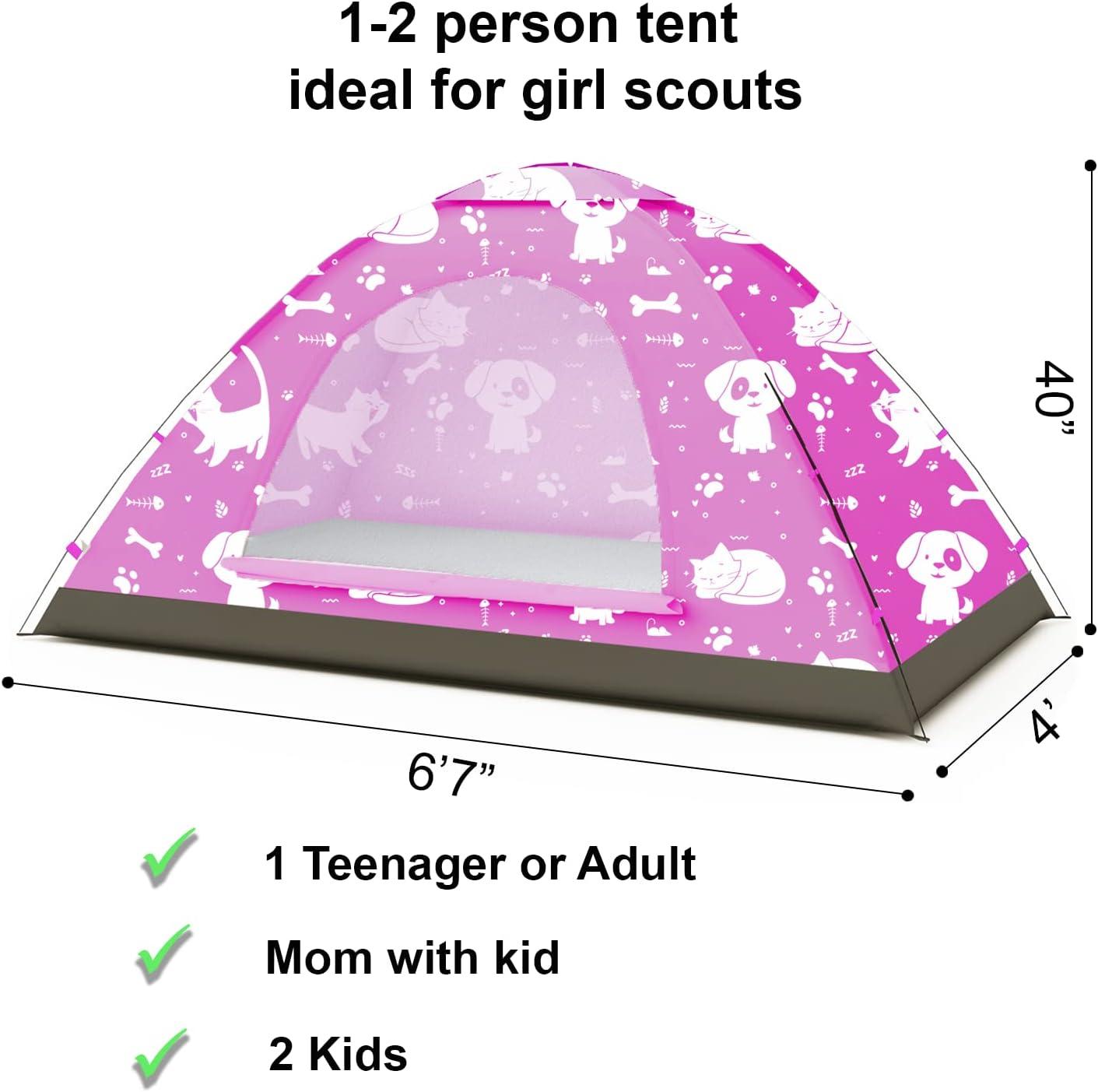 KidzAdventure 2 in 1 Kids Play Tent/Kids Tent for Camping | 1 – 2 Person Backpacking Tent for Kids | Ultralight Indoor & Outdoors Kids Tents – Best Friends Theme