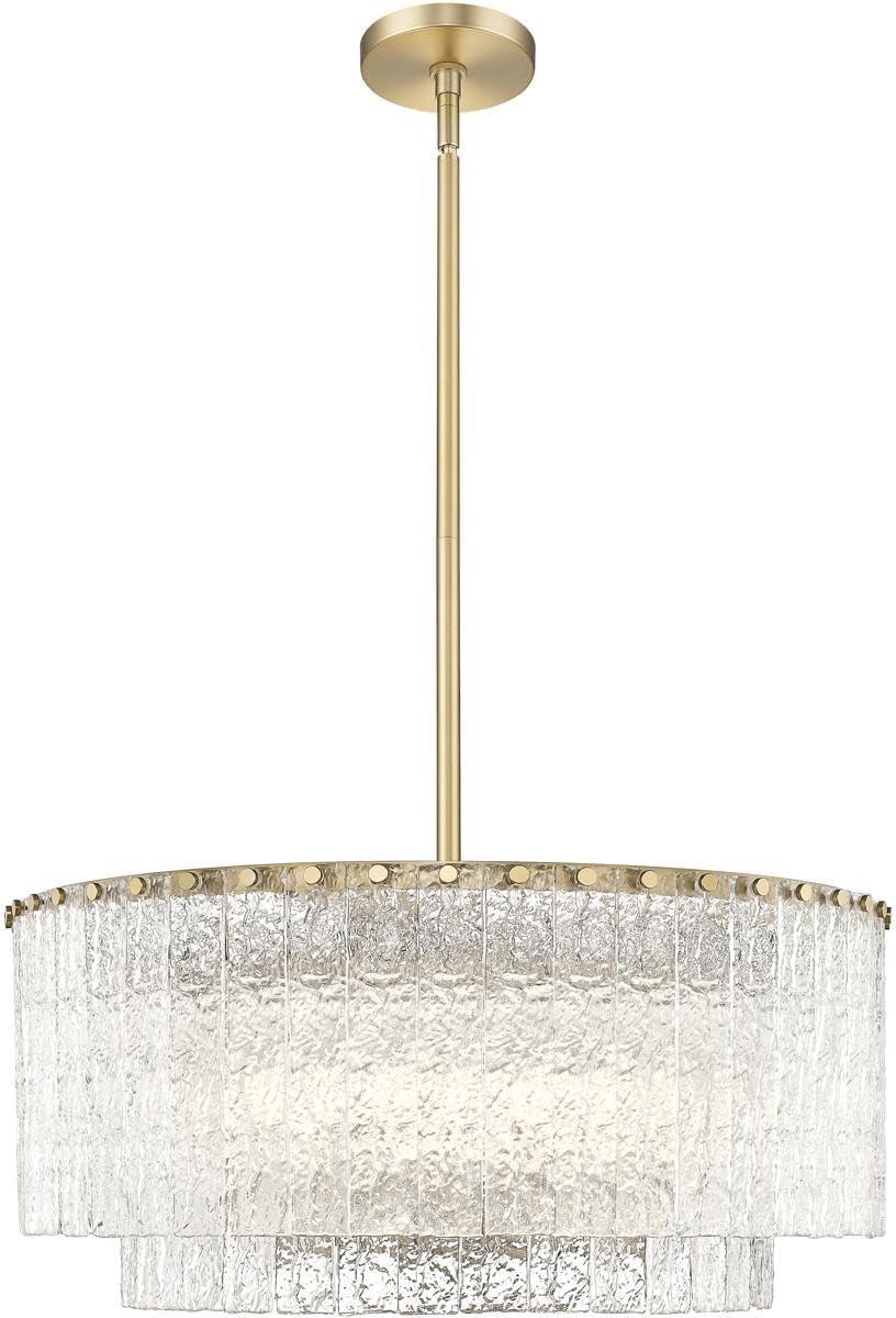 Glacier Modern Gold and Glass Two-Tier Pendant Light