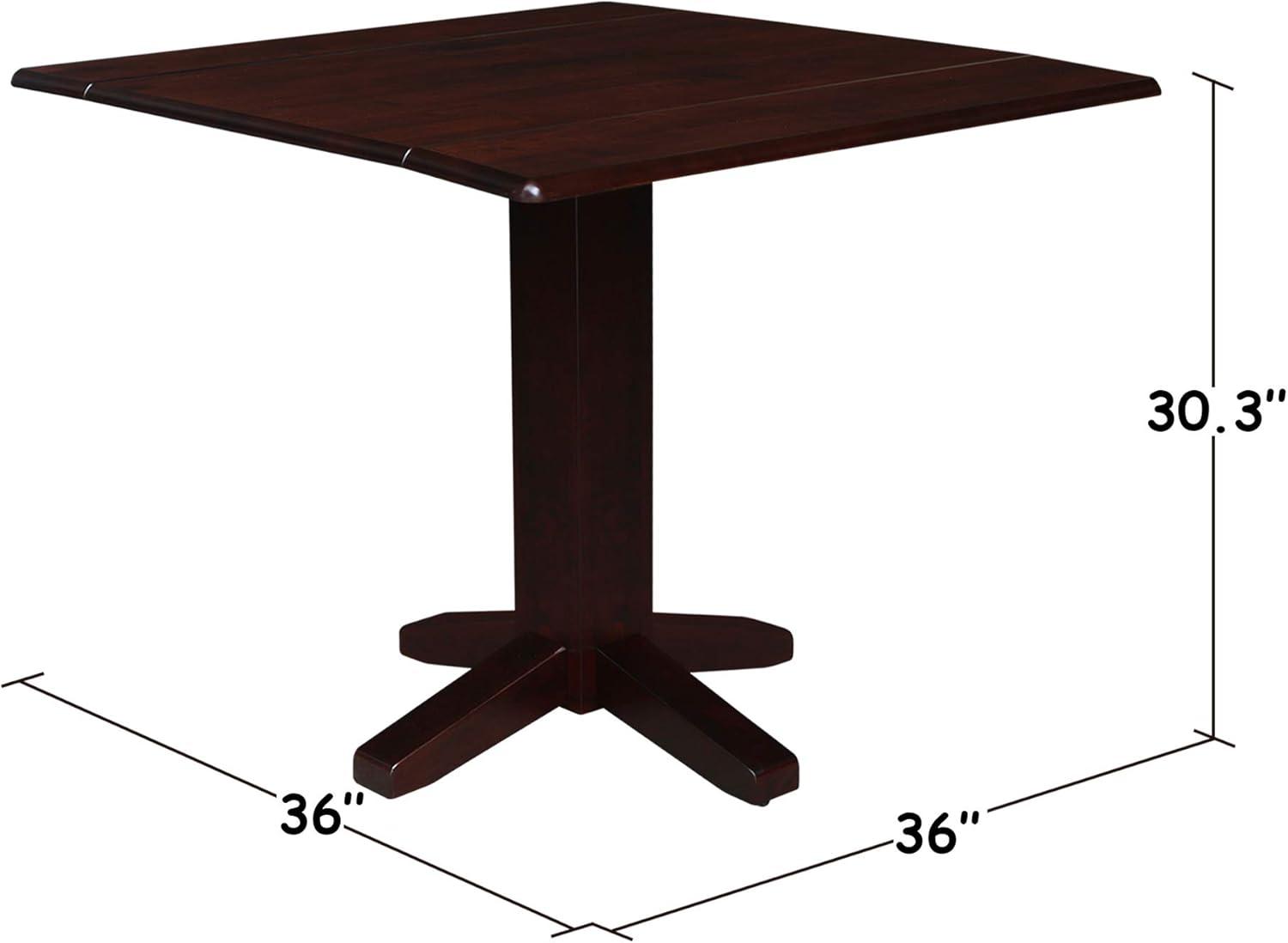 36" Sanders Square Dual Dining Table Rich Mocha - International Concepts: Solid Wood, 4-Seater Kitchen Table