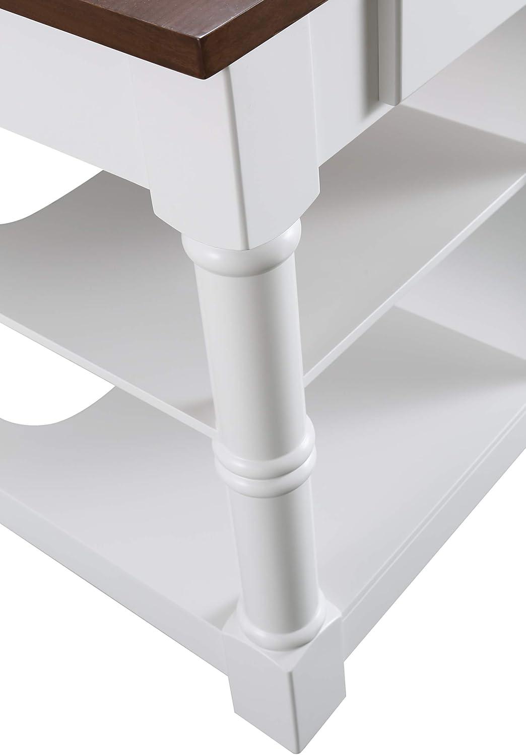 Monterey 80" White Kitchen Island with Dark Walnut Wood Countertop