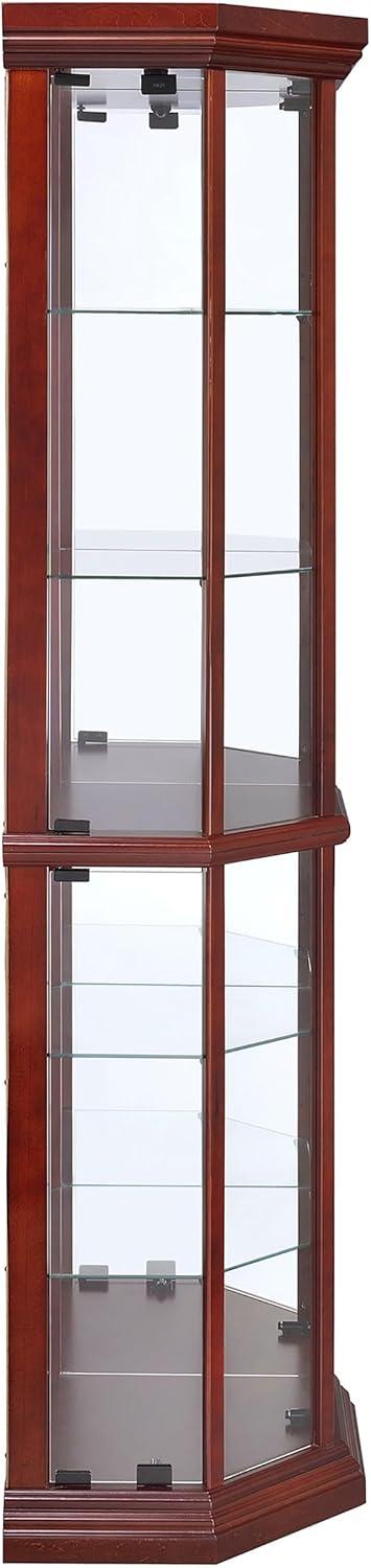 Coaster Appledale Traditional 6 Shelf Corner Curio Cabinet with Glass Doors Medium Brown