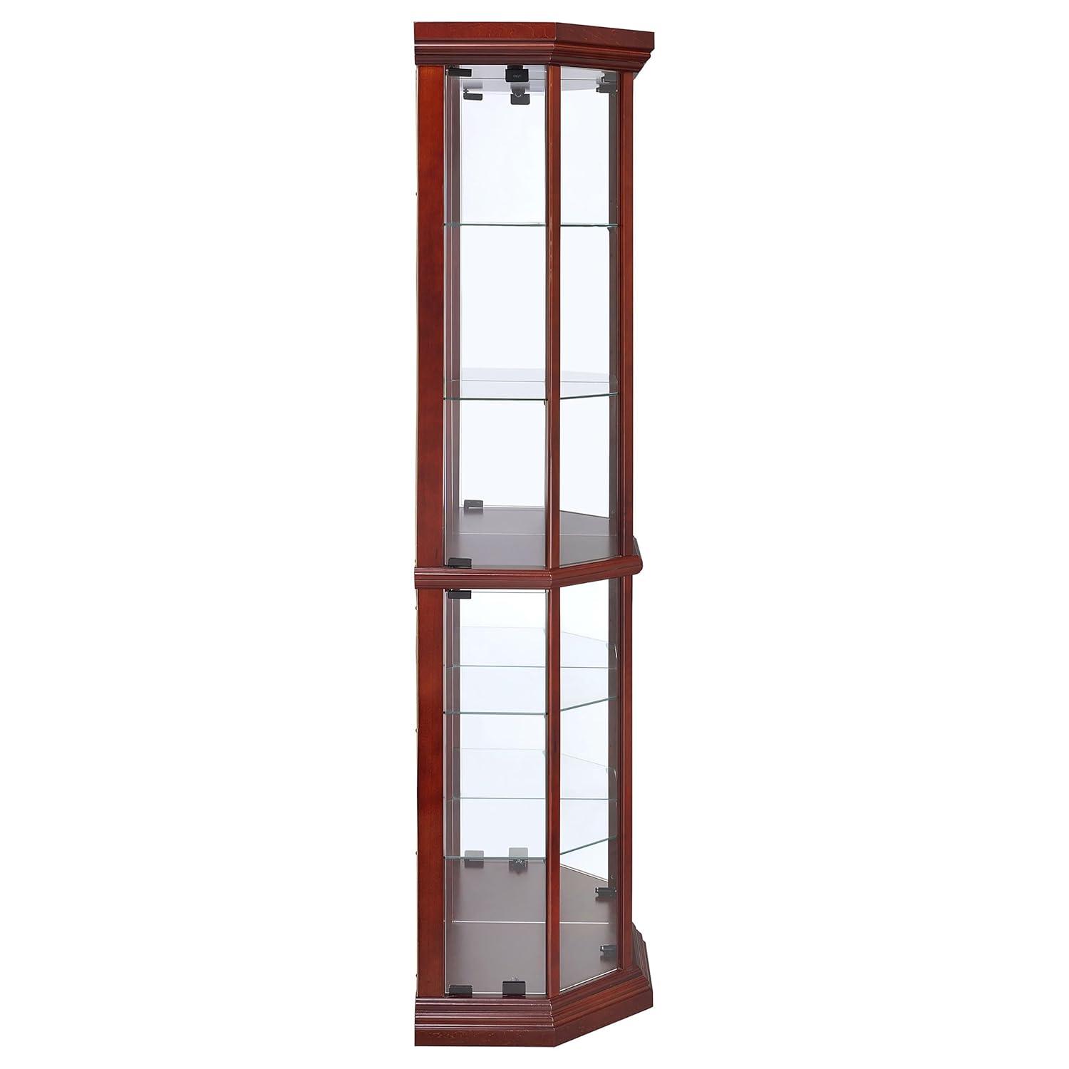Coaster Appledale Traditional 6 Shelf Corner Curio Cabinet with Glass Doors Medium Brown