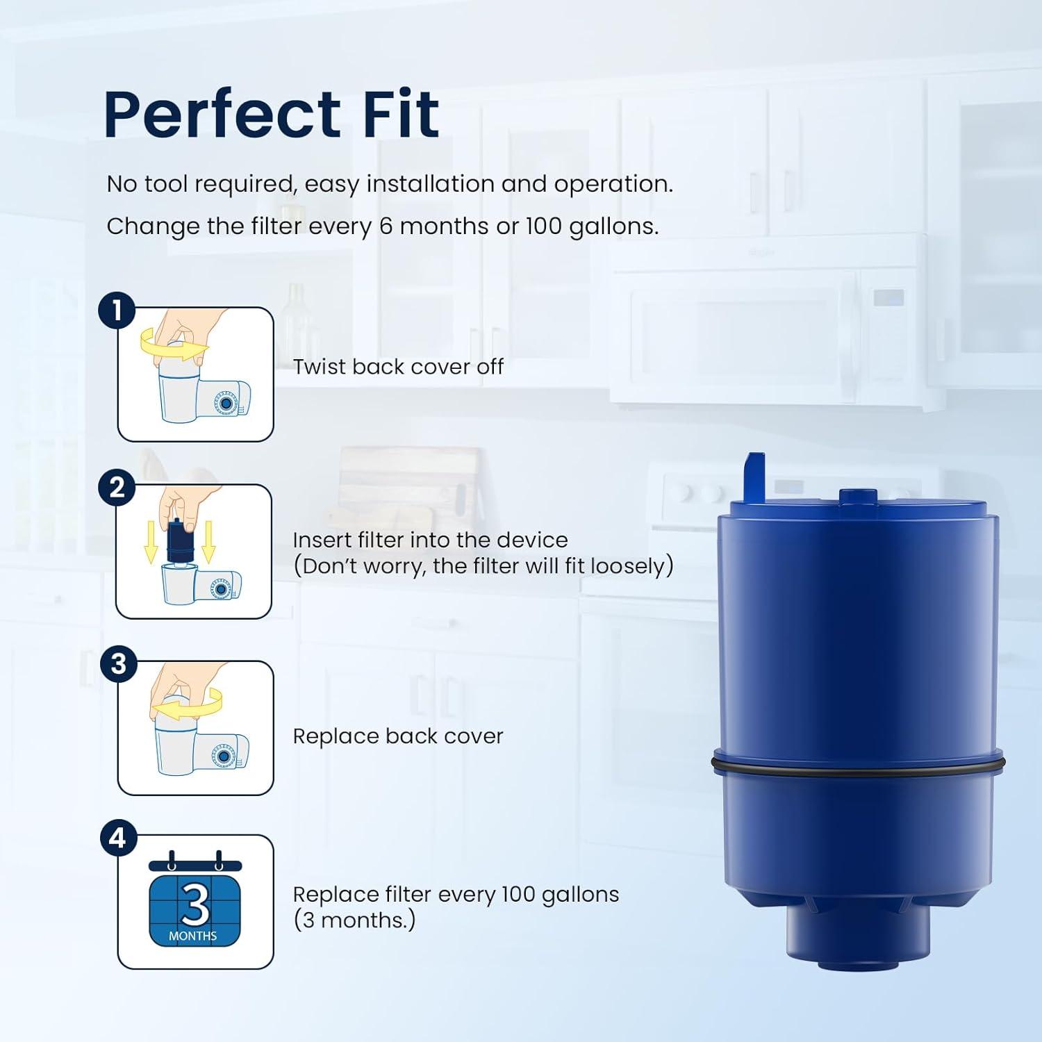 Brightify 6 Packs Water Faucet Replacements for Pur Filter RF-3375, RF-9999, Faucet Water Filter Replacements for FM-2500, FM-3700, FM-2000B, PFM150W, PFM350V, PFM400H, FM 3333B, Pur-0A1, Blue