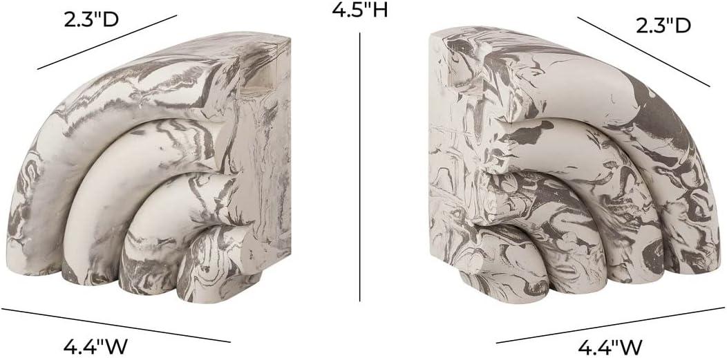 Gray Marble and Concrete Arched Bookends Set