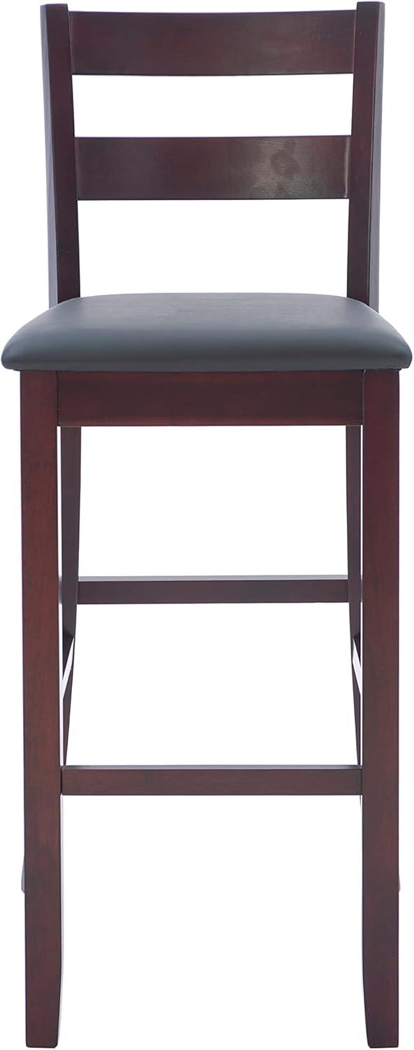 29" Triena Soho Padded Seat Faux Leather Barstool Hardwood/Brown - Linon: Upholstered, 31" High