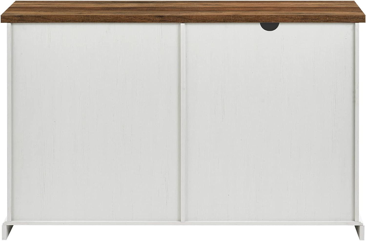 Rustic Oak and Brushed White 56" Sliding Barn Door Sideboard