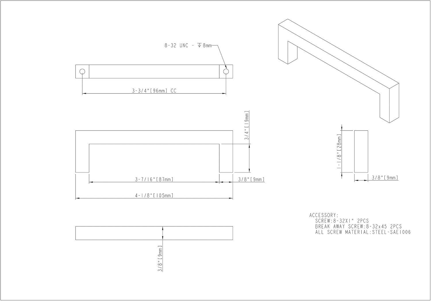 Stanton 3 4/5" Center to Center Bar Pull