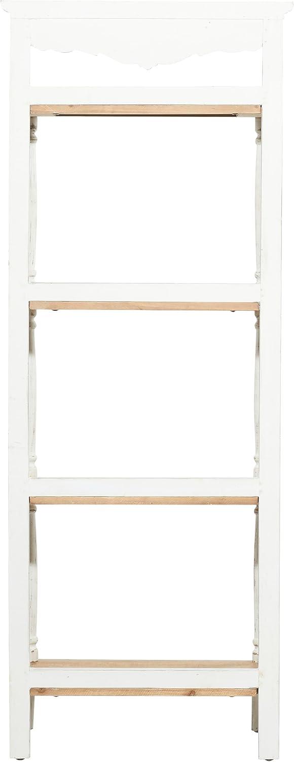75" x 32" Farmhouse Wood Shelving Unit Off White - Olivia & May: 5-Tier Storage Bookcase