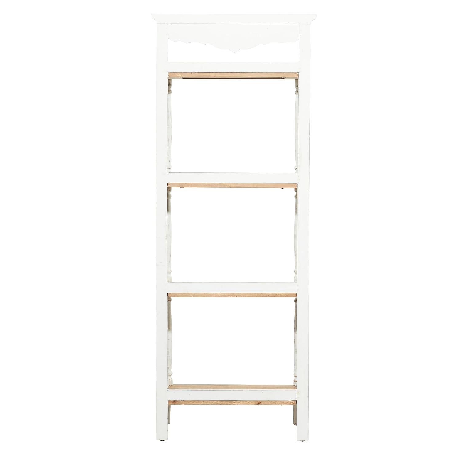 75" x 32" Farmhouse Wood Shelving Unit Off White - Olivia & May: 5-Tier Storage Bookcase