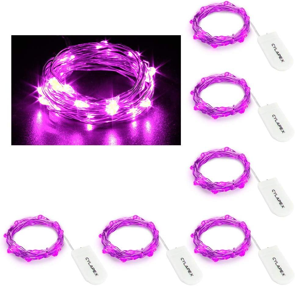 CYLAPEX 6 Pack Blue Fairy Lights Battery Operated Fairy String Lights Firefly Lights LED Starry String Lights 3.3ft 20 LEDs Silvery Copper Wire for Christmas DIY Decoration Costume Wedding Party
