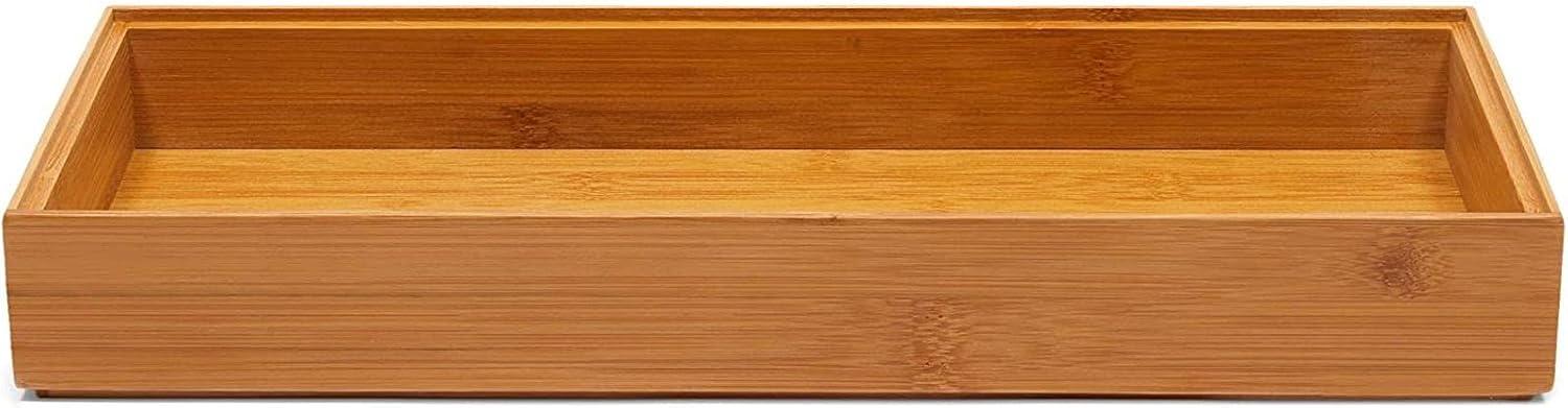 Farmlyn Creek 3-Pack Bamboo Utensil Drawer Organizers Cutlery Tray for Kitchen Silverware Flatware Brown 15"x6"x2"