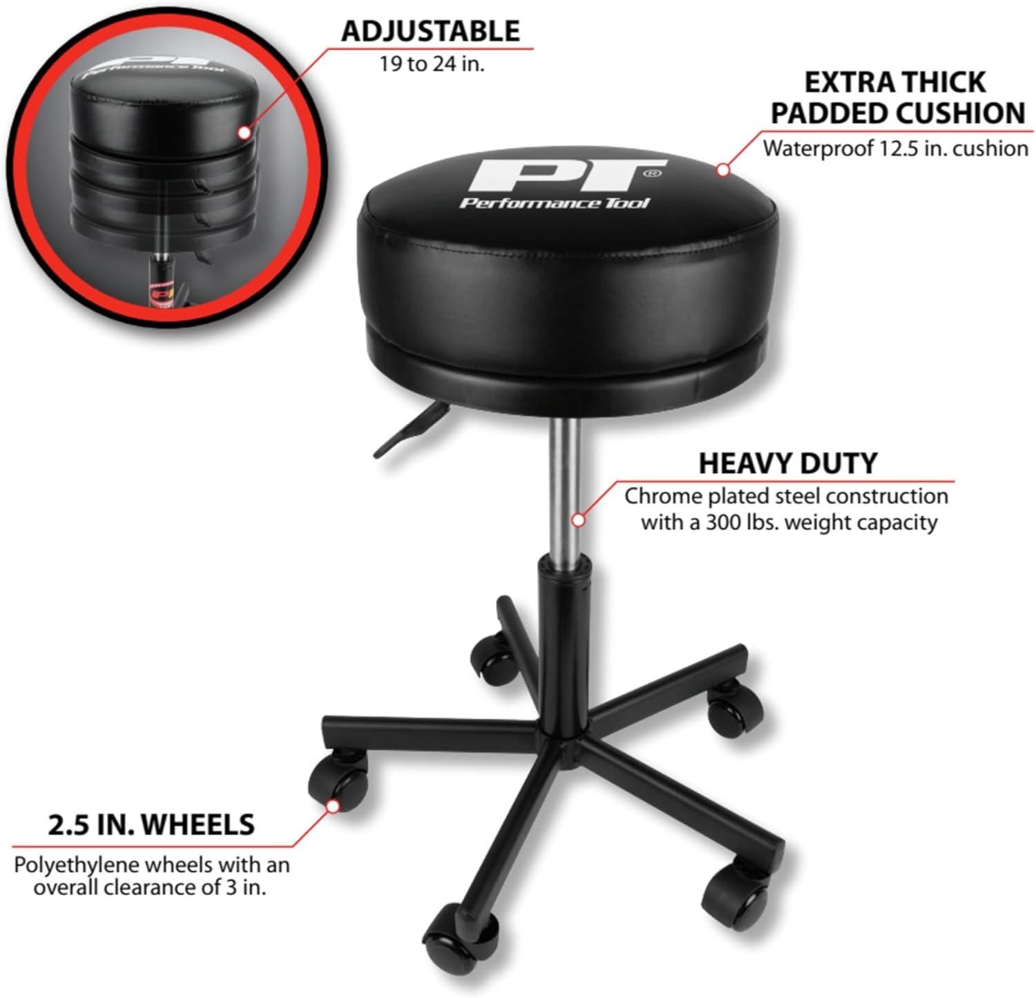 Perform Tool  Pneumatic Rolling Shop Stool